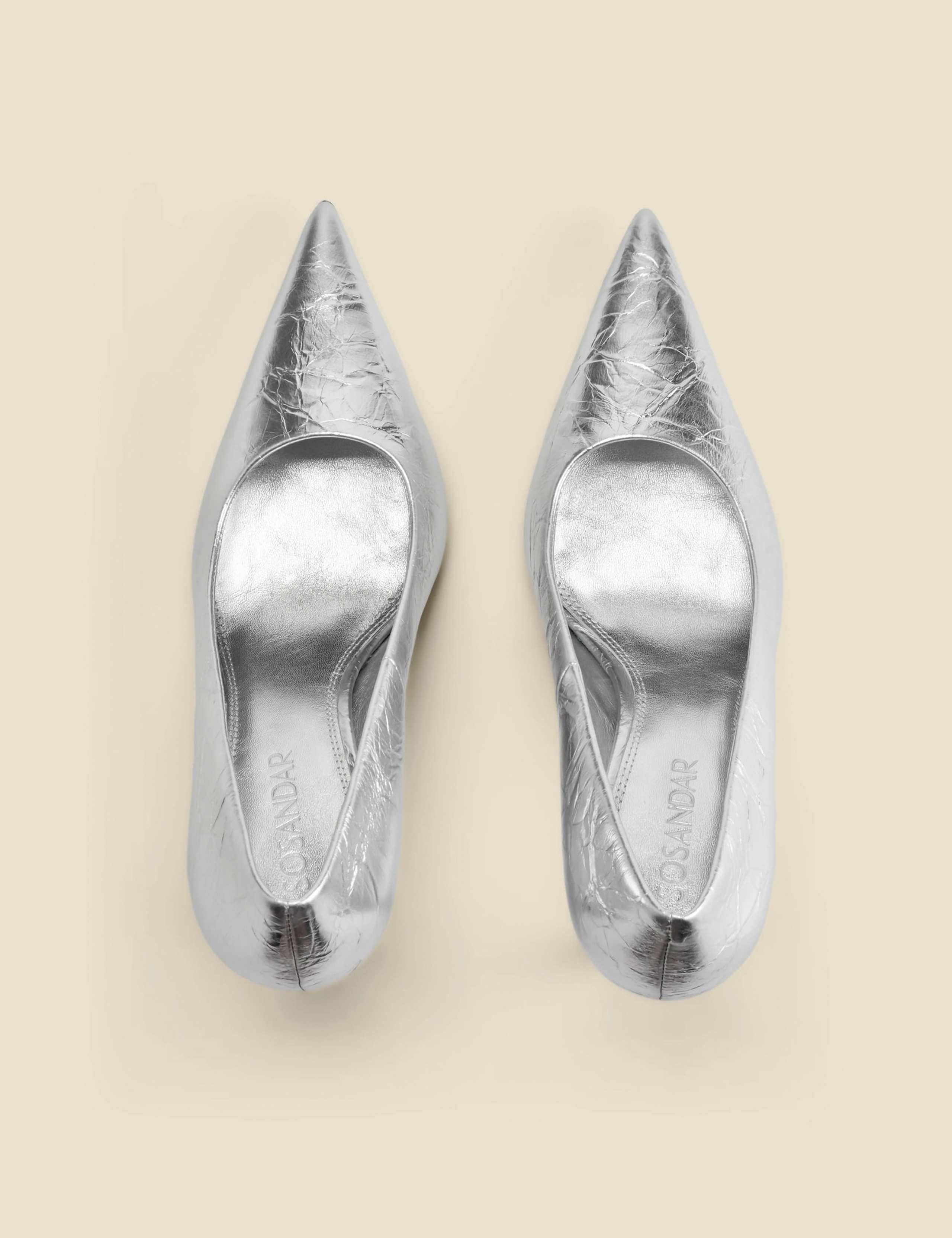 Leather Metallic Stiletto Heel Court Shoes 2 of 4