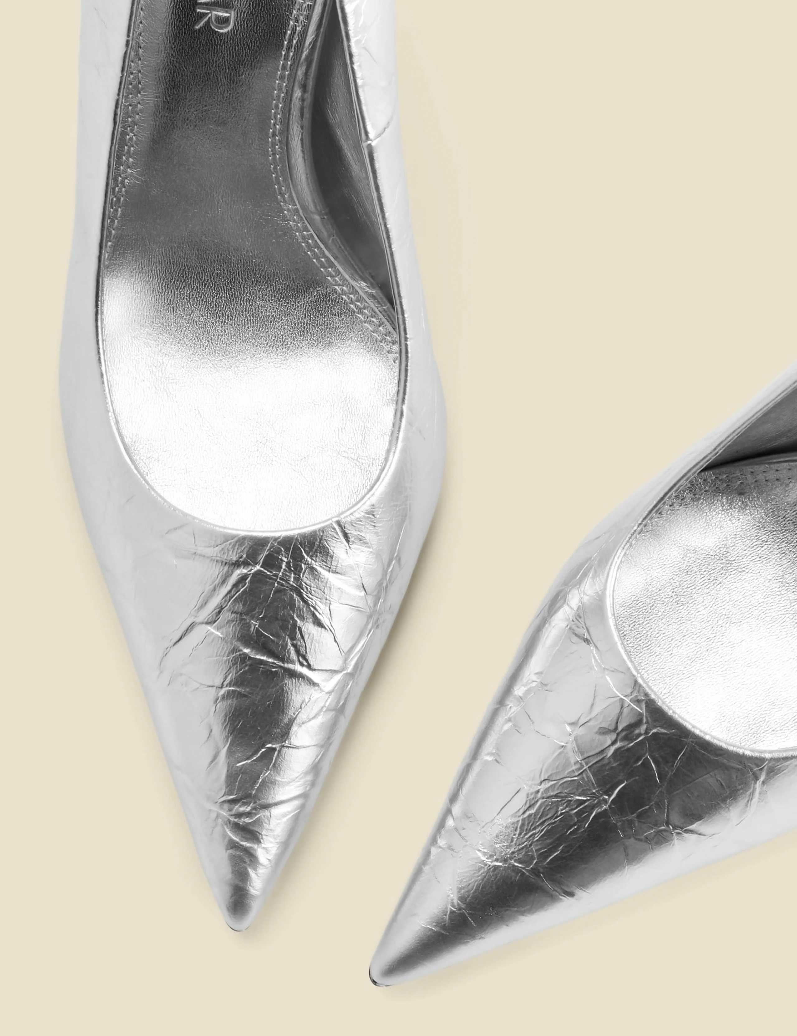Leather Metallic Stiletto Heel Court Shoes 4 of 4