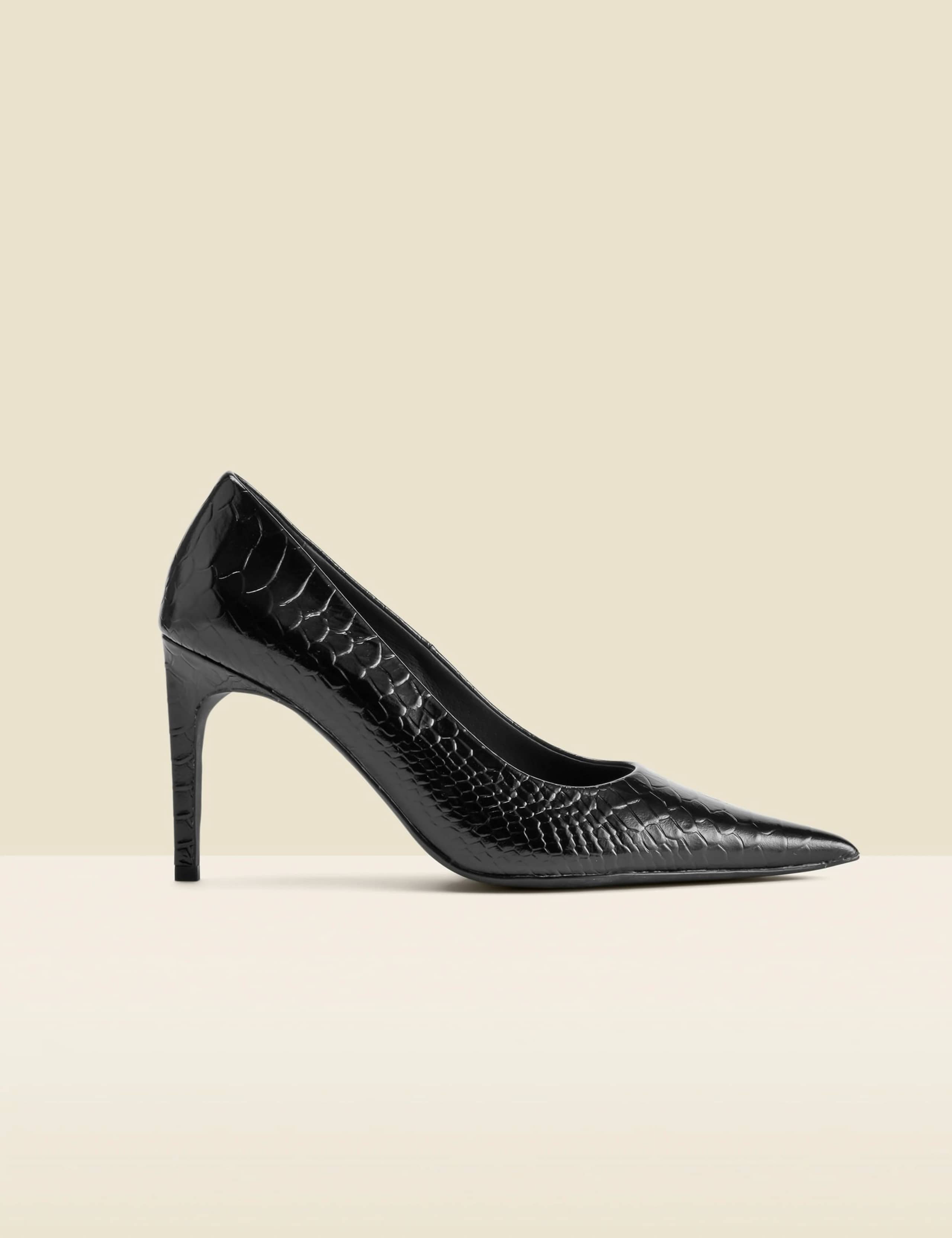 Leather Croc Stiletto Heel Court Shoes 1 of 4