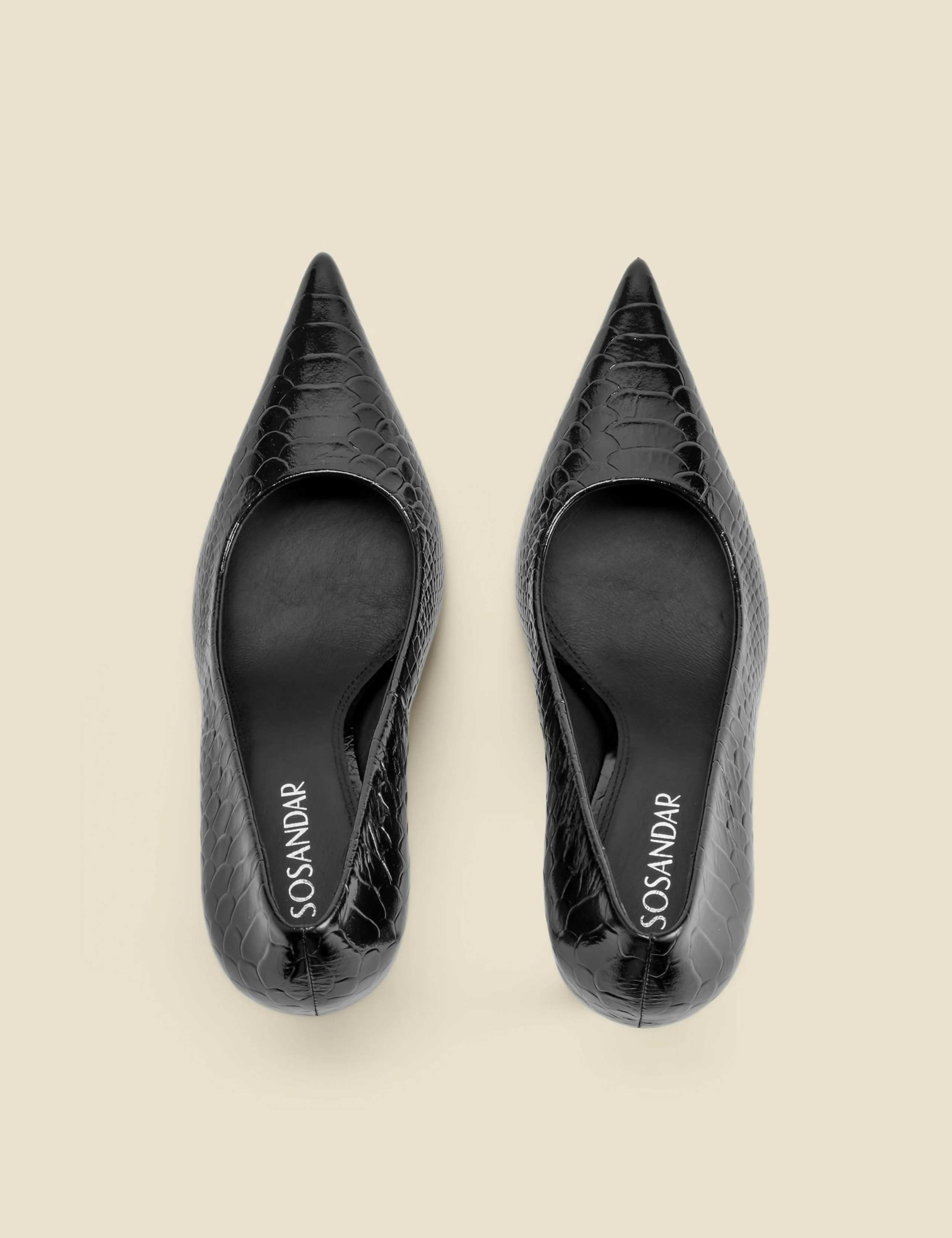 Leather Croc Stiletto Heel Court Shoes 2 of 4
