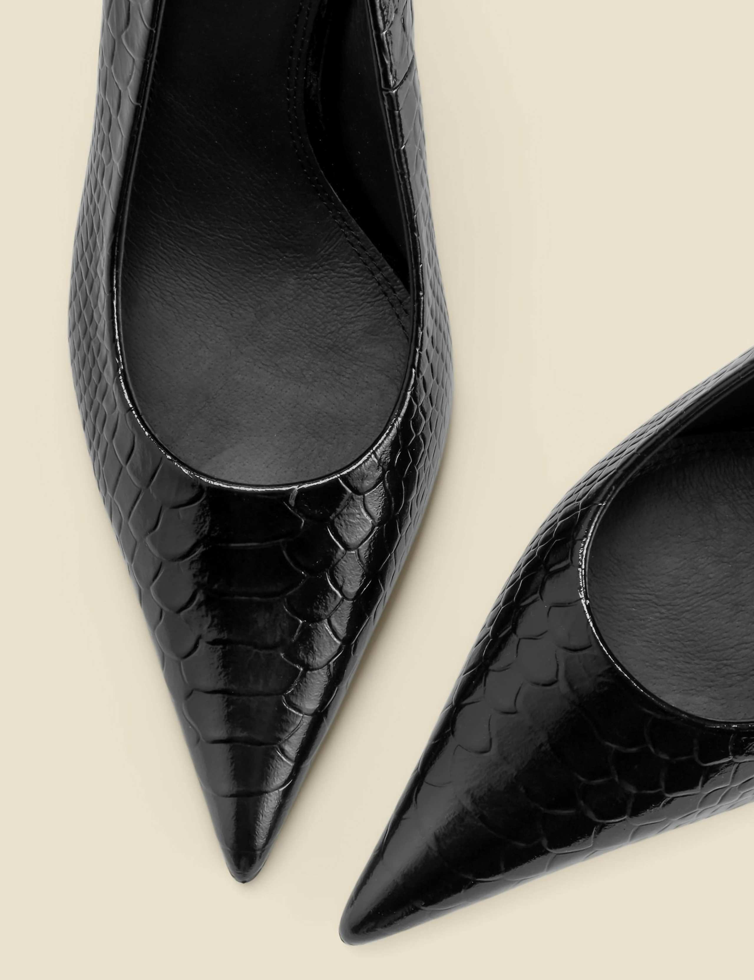 Leather Croc Stiletto Heel Court Shoes 4 of 4