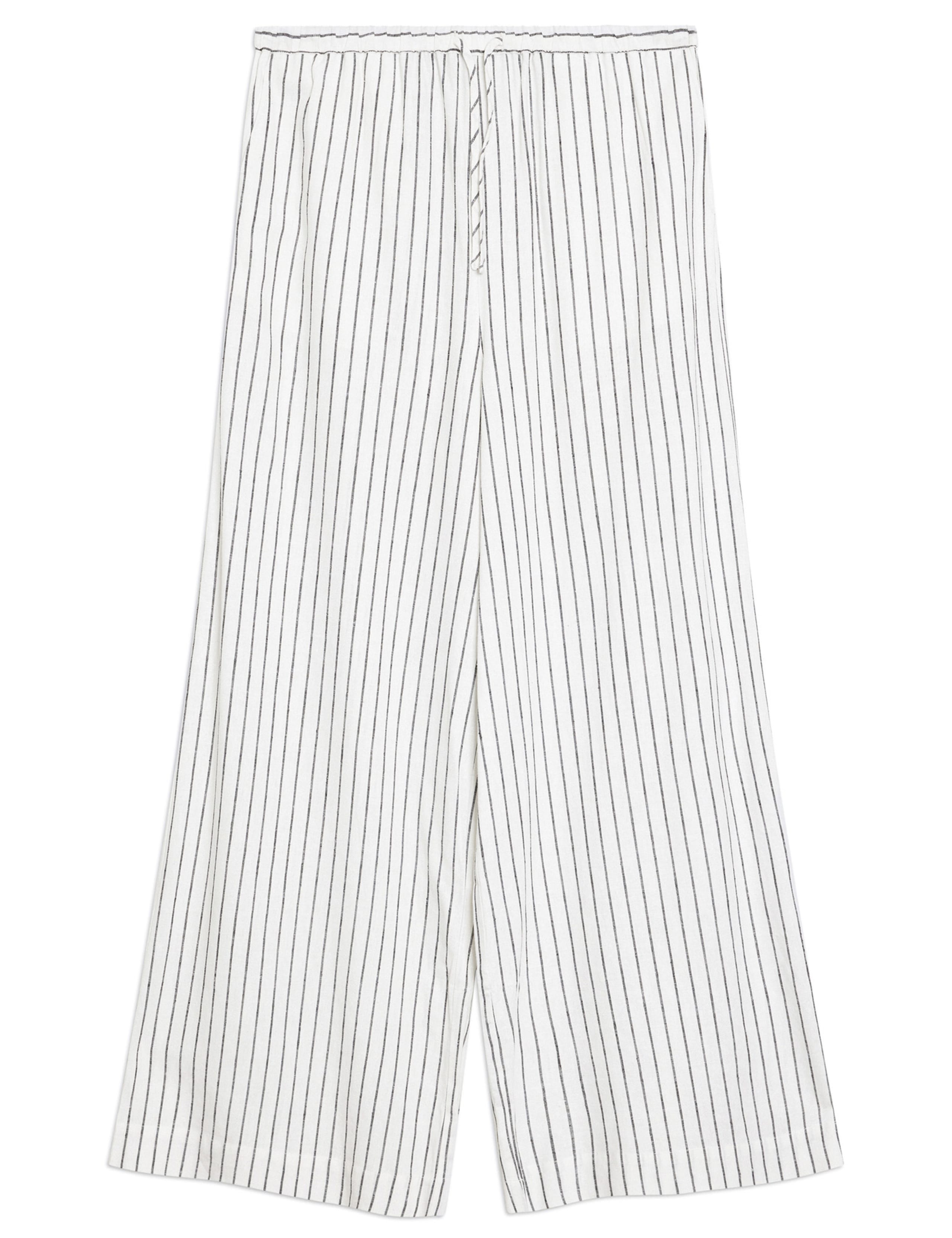 Linen Blend Striped Drawstring Trousers 2 of 5