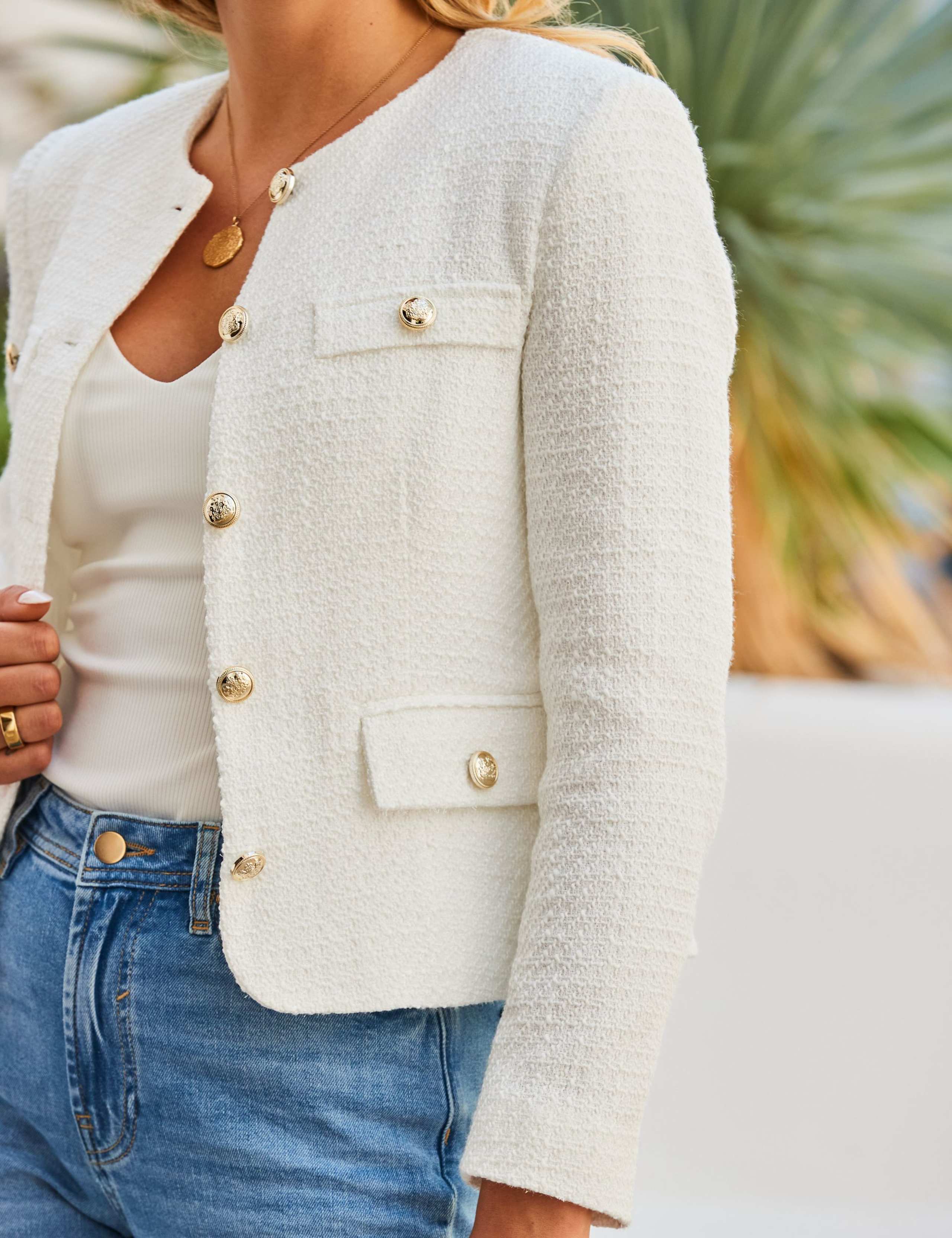 Textured Collarless Short Jacket 7 of 7