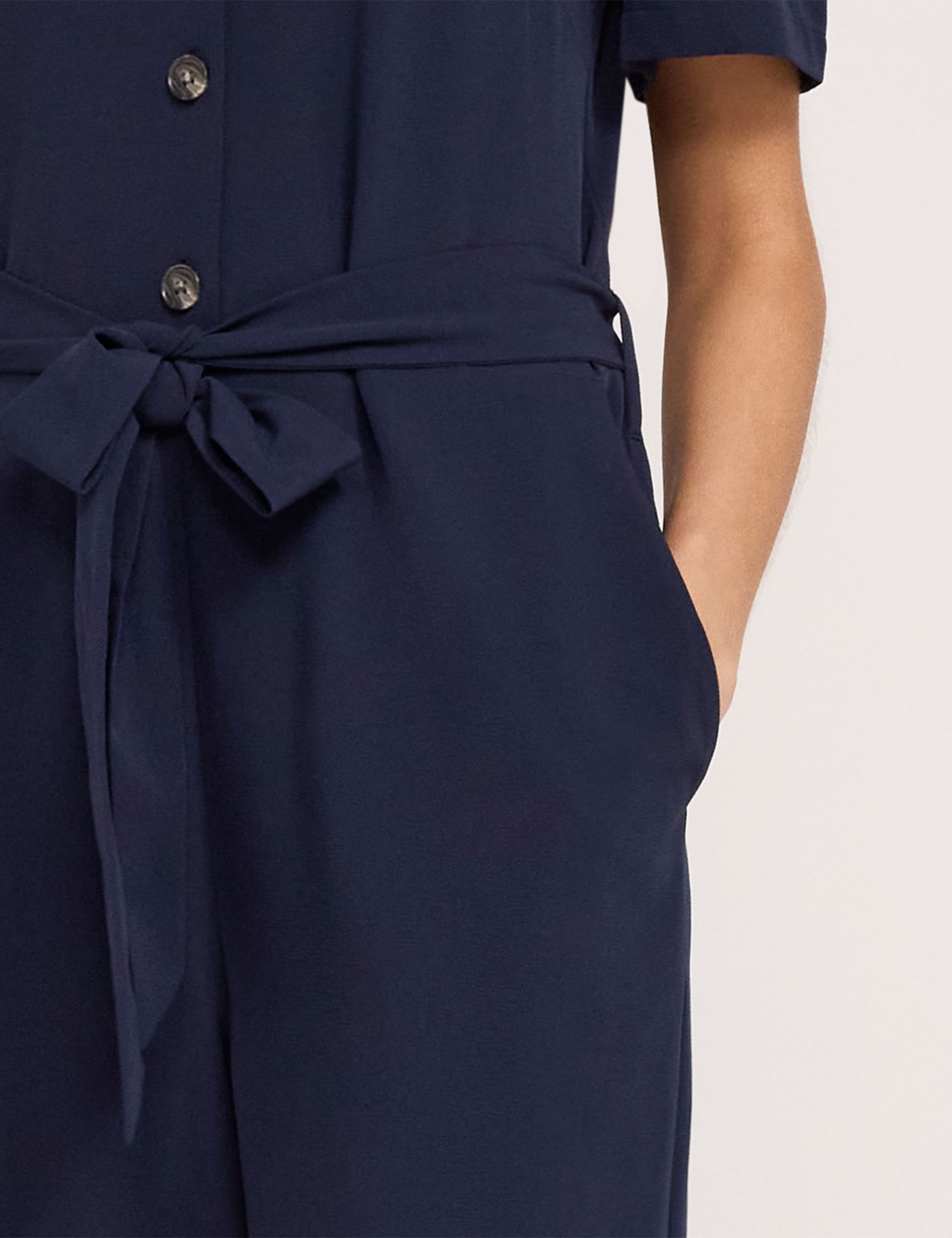 Crepe Tie Waist Short Sleeve Wide Leg Jumpsuit 5 of 5