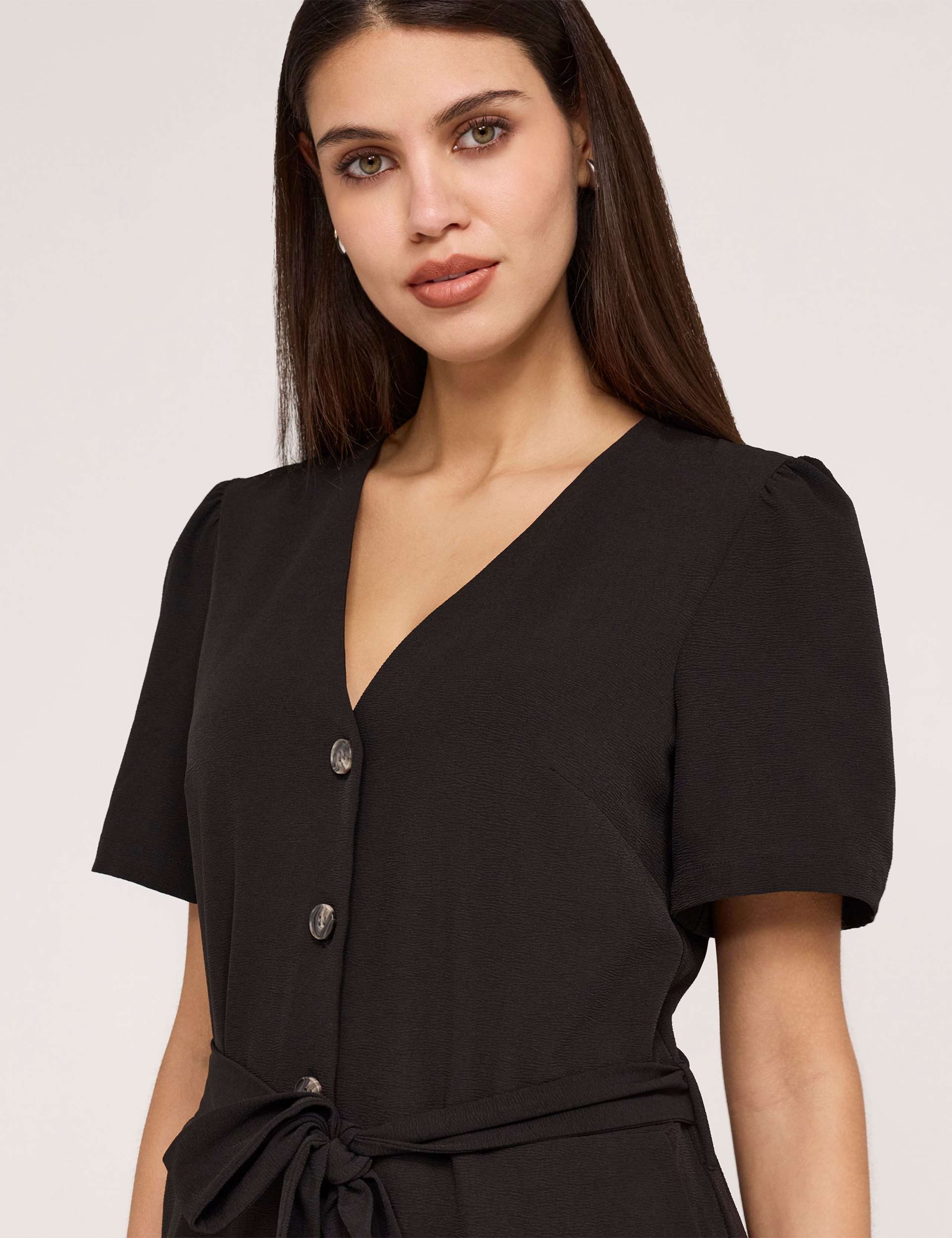 Crepe Tie Waist Short Sleeve Wide Leg Jumpsuit 5 of 6