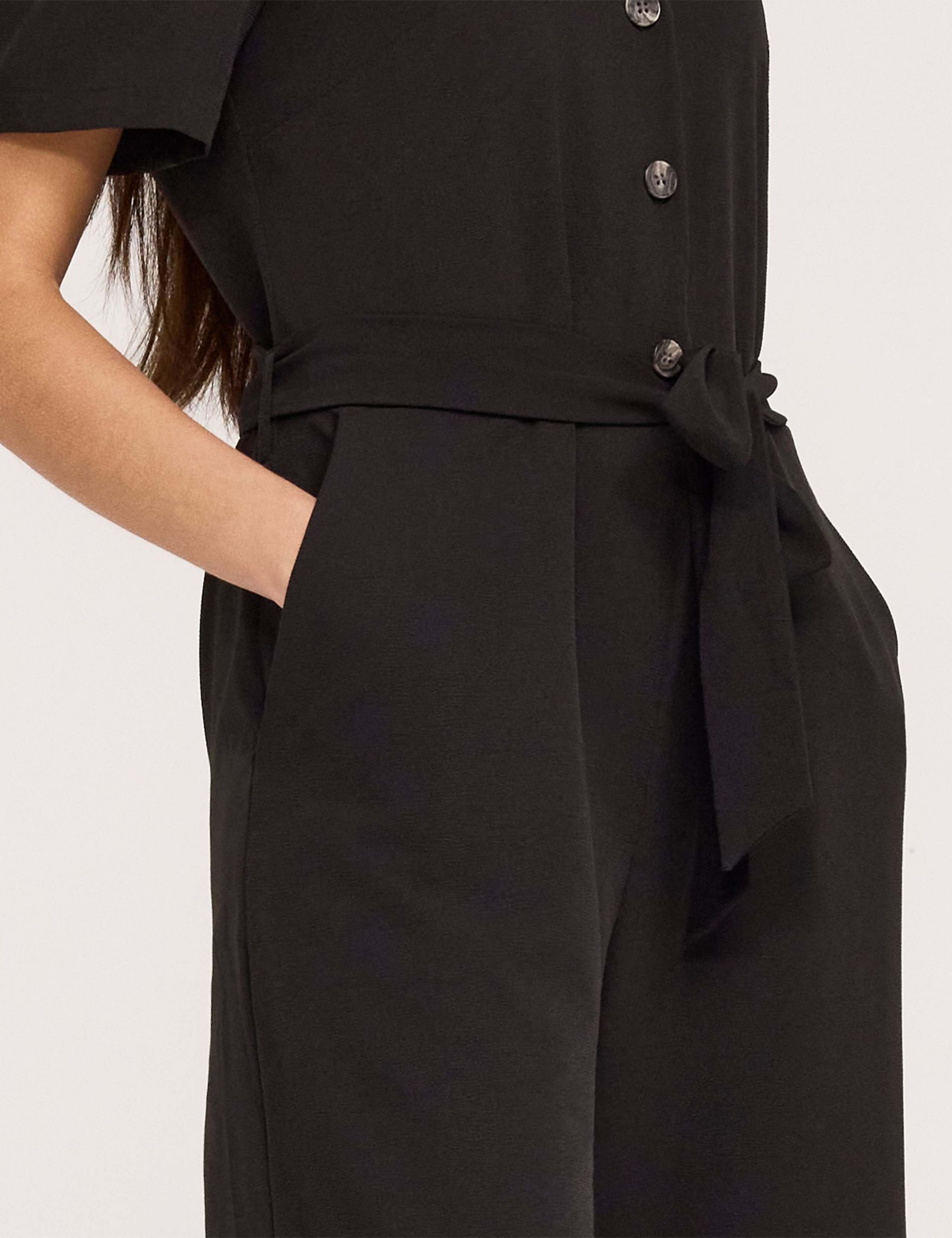 Crepe Tie Waist Short Sleeve Wide Leg Jumpsuit 6 of 6