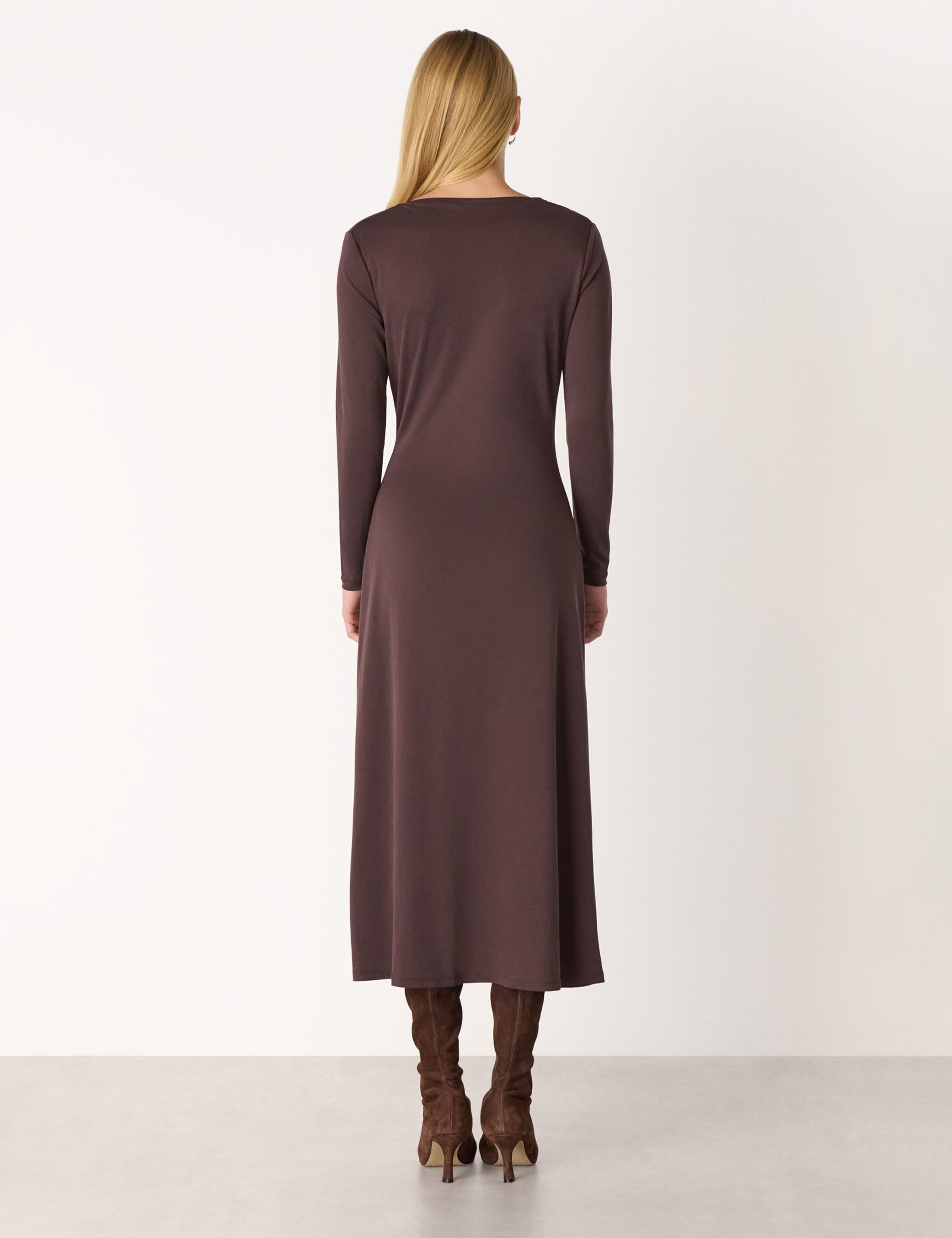 Jersey Ruched Midi Waisted Dress 3 of 4