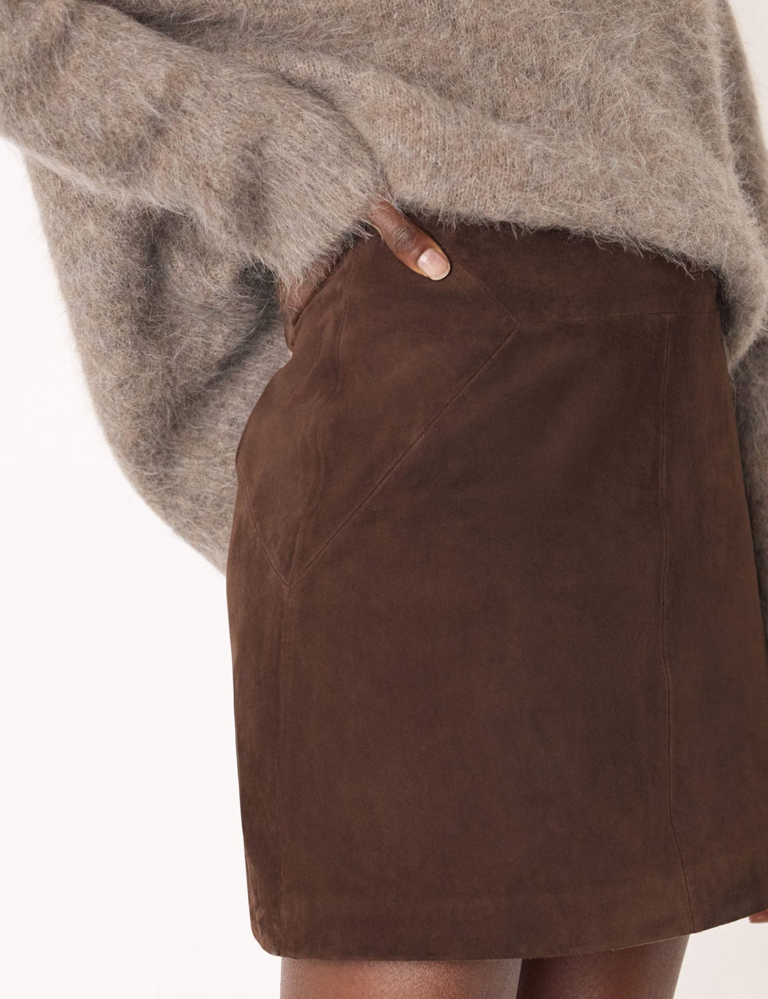 Suede Mini A-Line Skirt 3 of 4