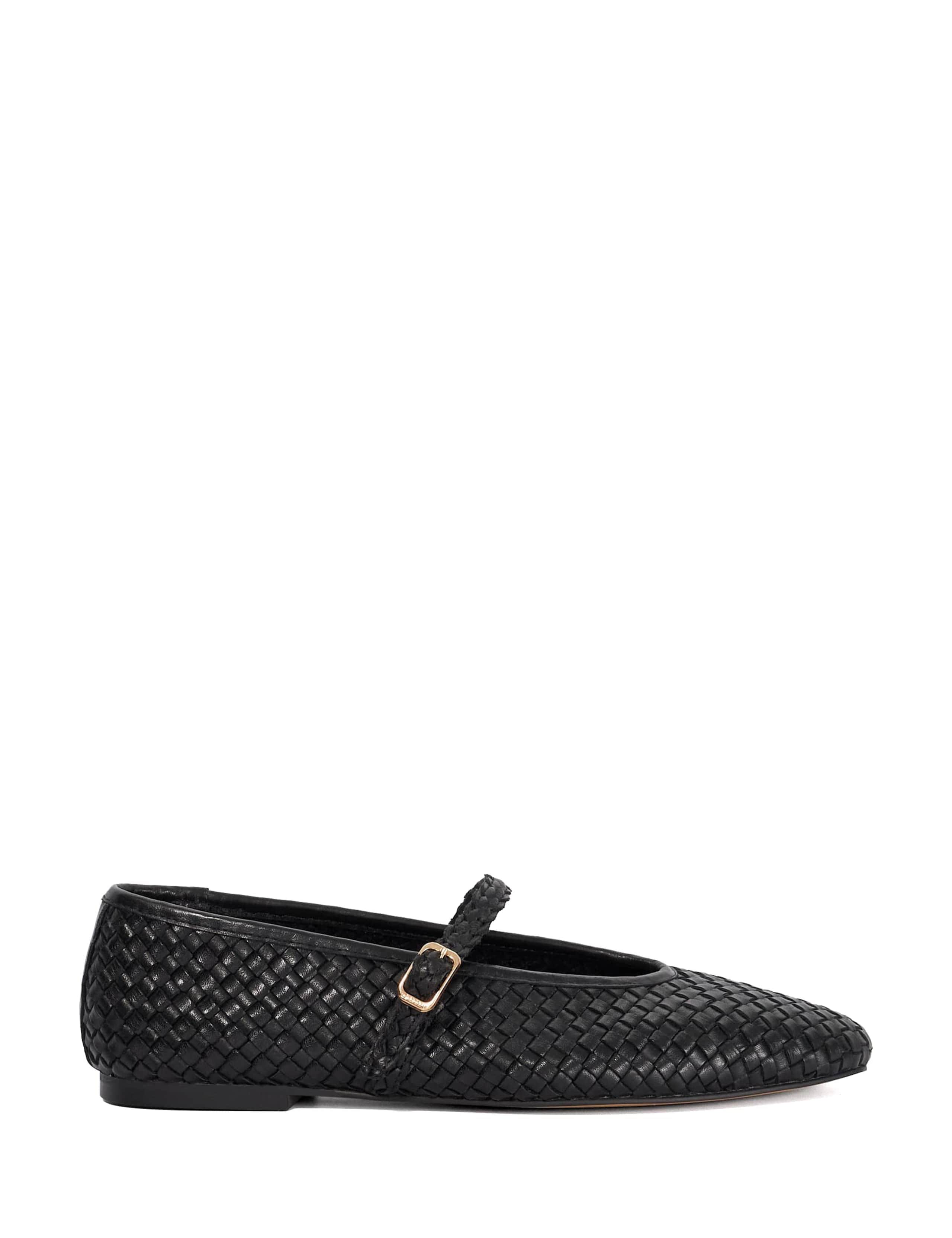Wide Fit Leather Woven Buckle Flat Ballet Pumps 1 of 5