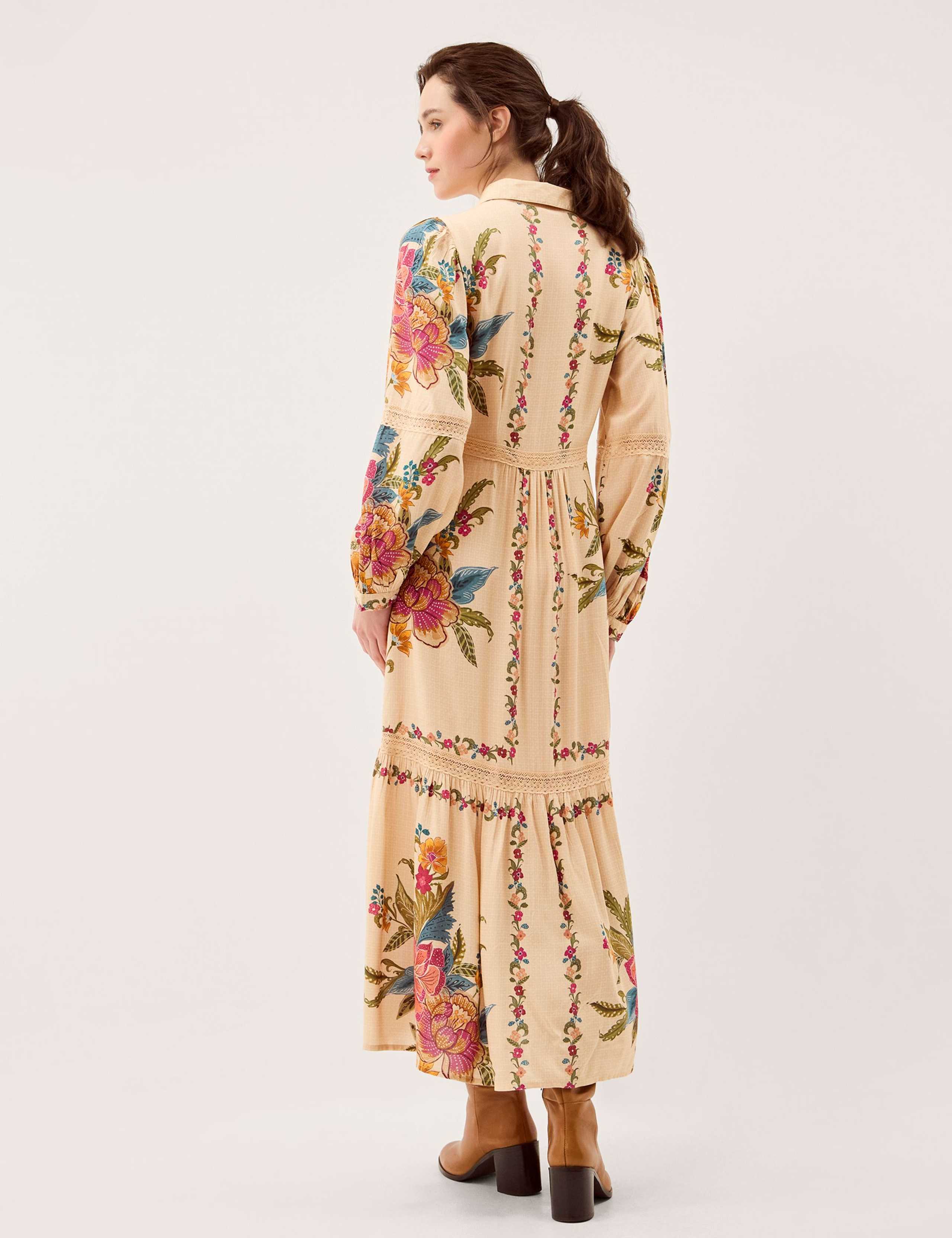 Floral Blouson Sleeve Midi Shirt Dress 3 of 6