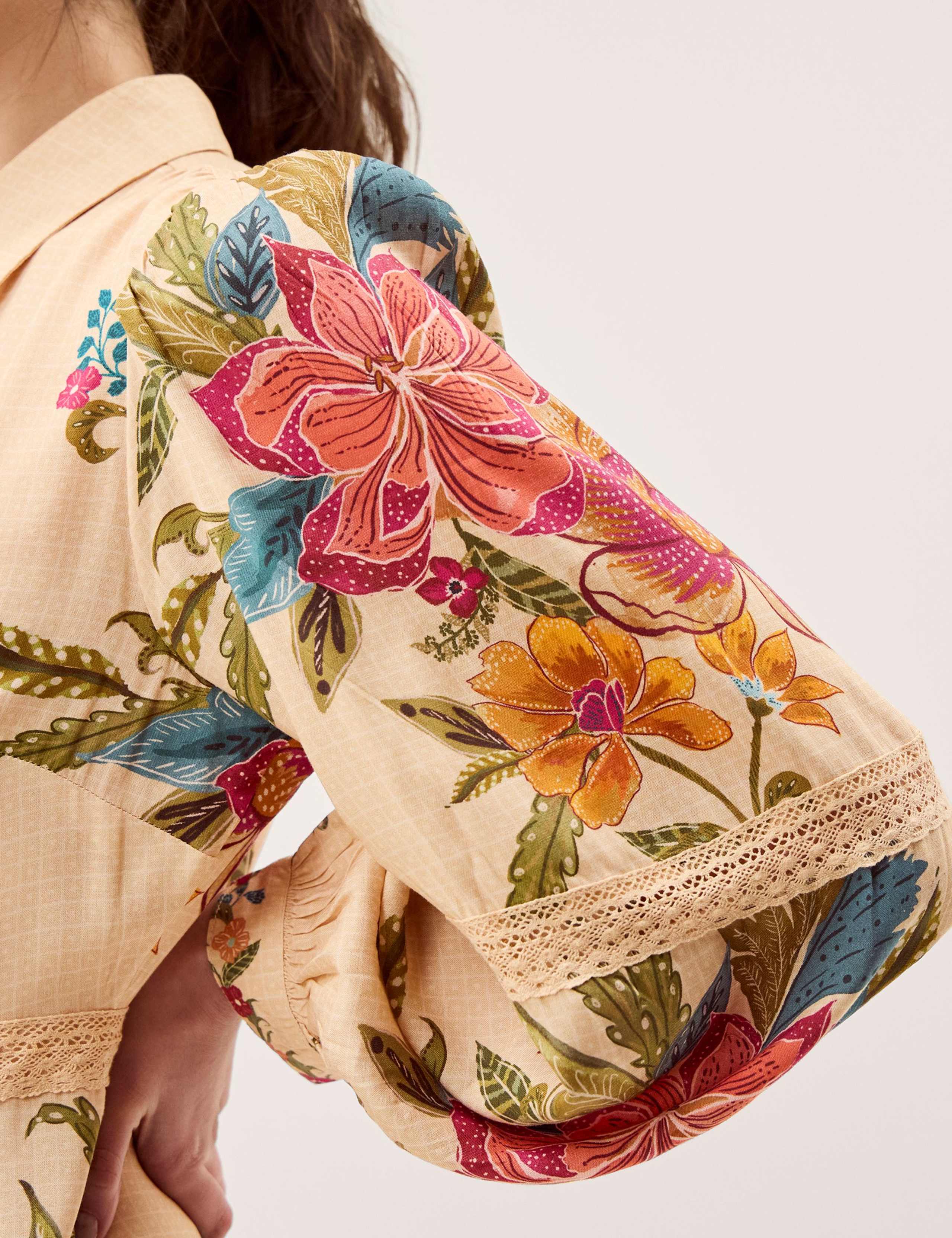 Floral Blouson Sleeve Midi Shirt Dress 5 of 6