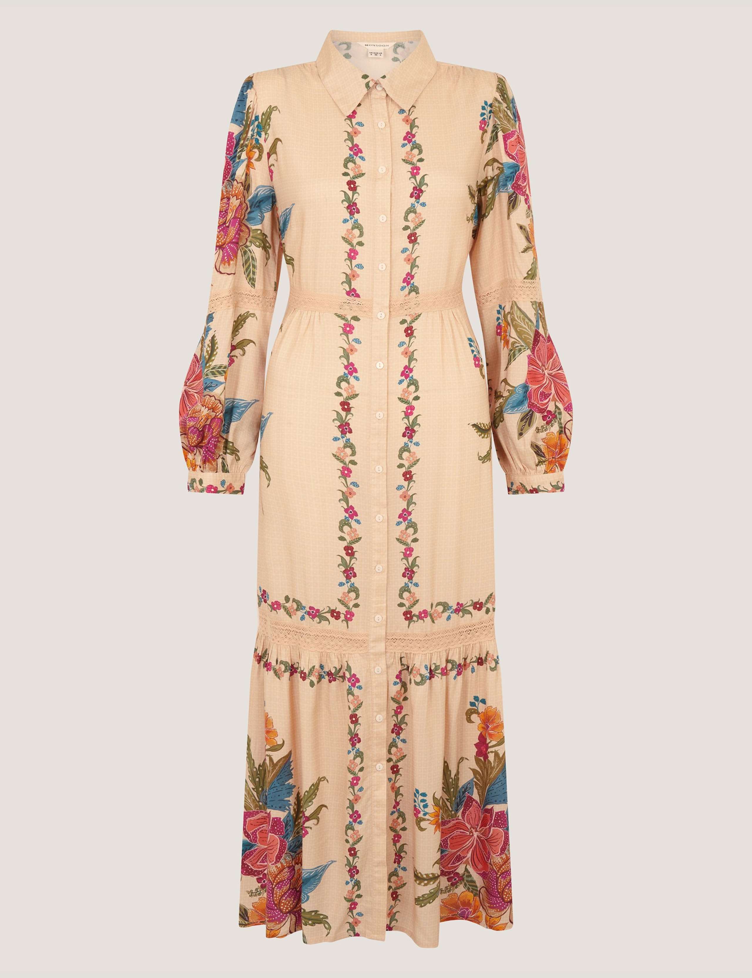 Floral Blouson Sleeve Midi Shirt Dress 2 of 6