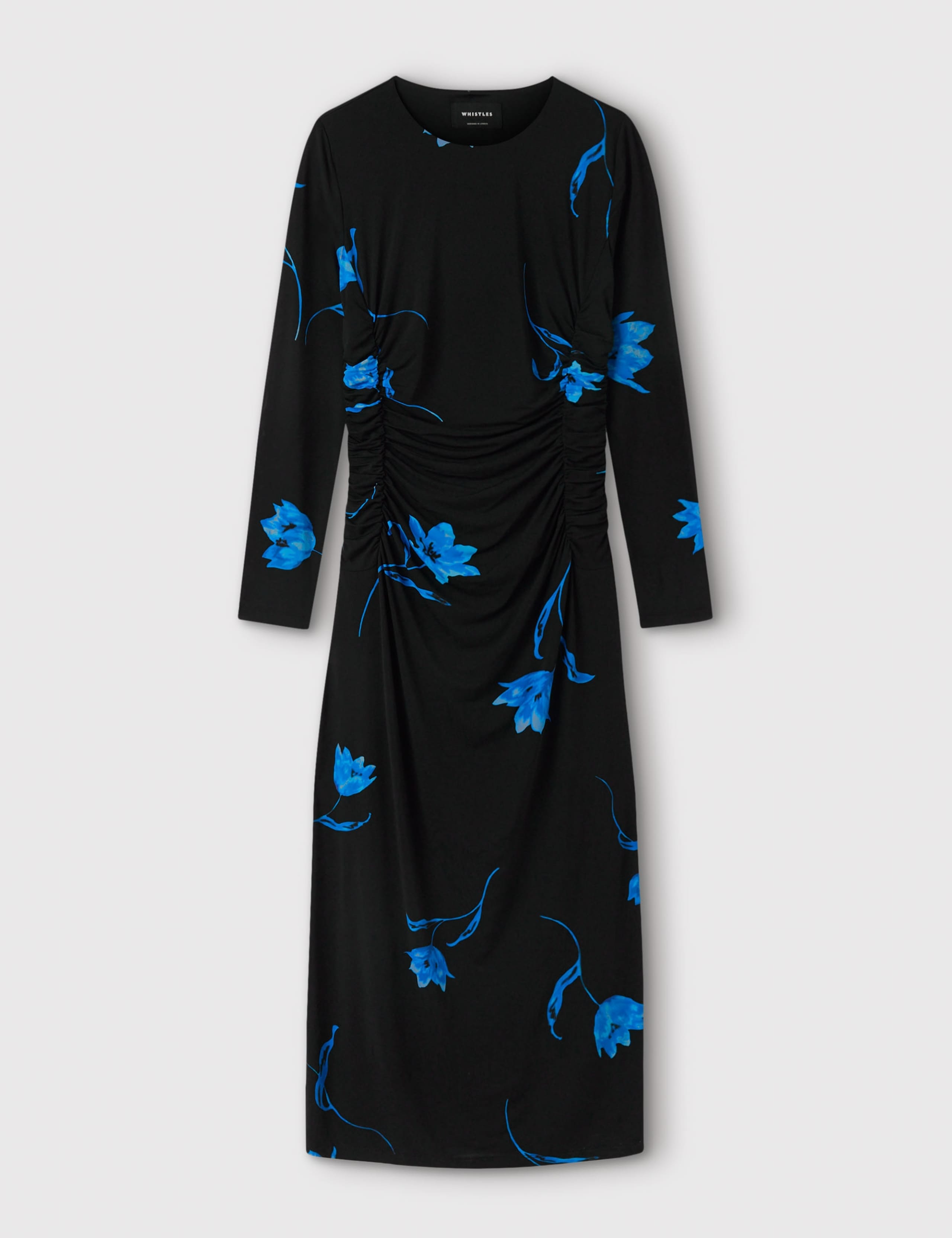 Jersey Animal Print V Neck Ruched Midi Dress 2 of 5