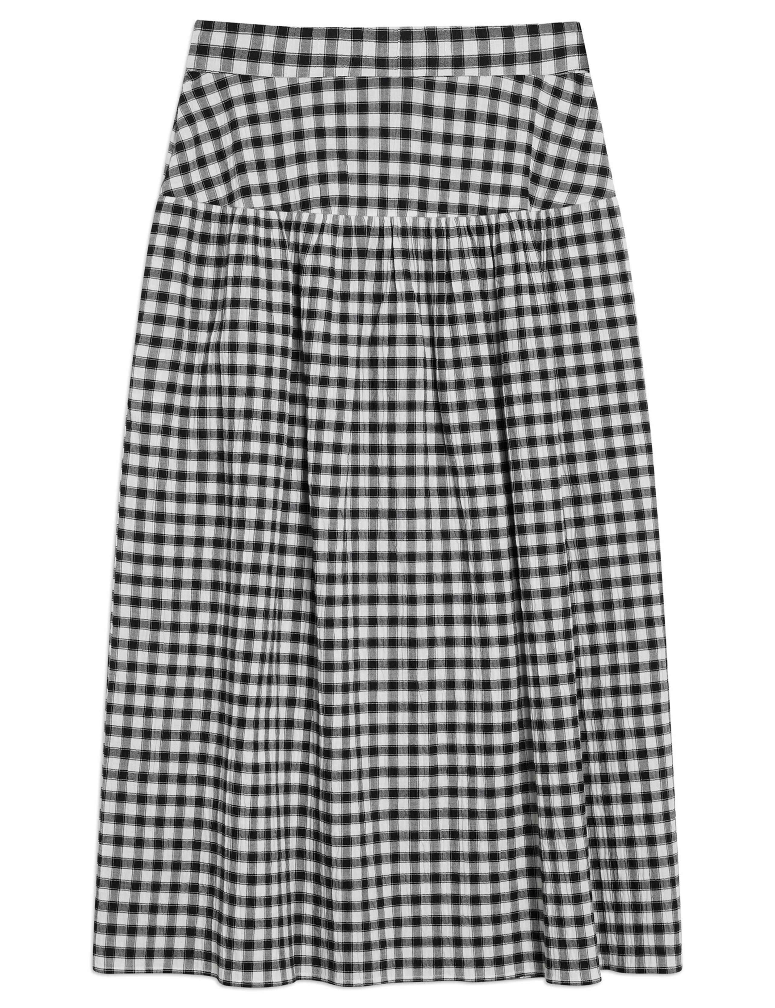 Cotton-Rich Gingham Midi A-Line Skirt 2 of 2