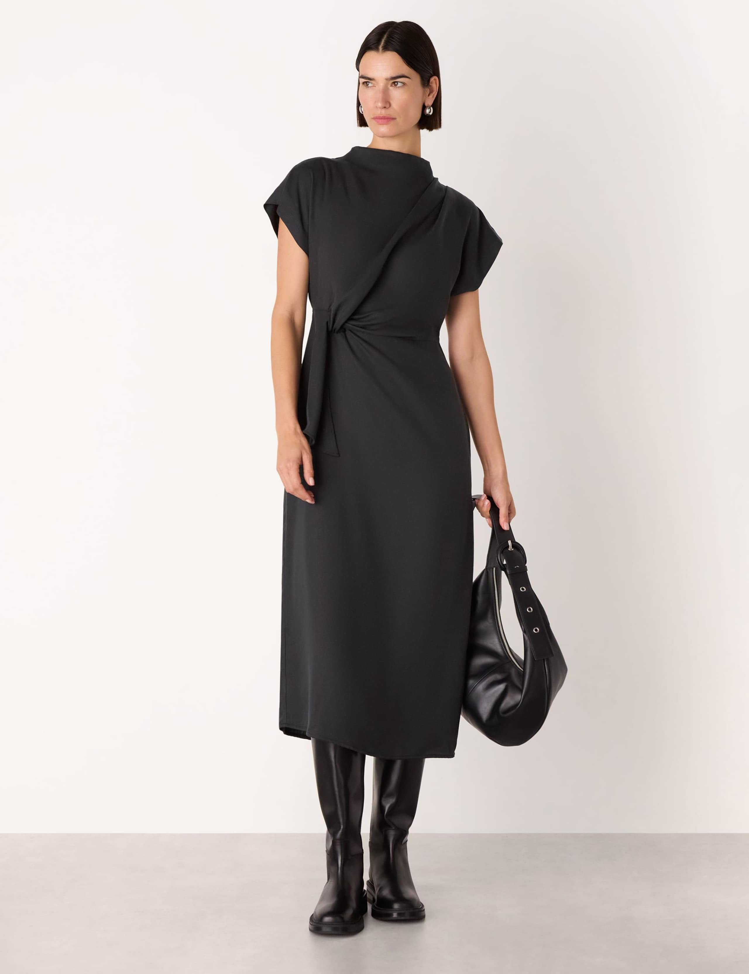 High Neck Twist Waist Midi Dress 1 of 4