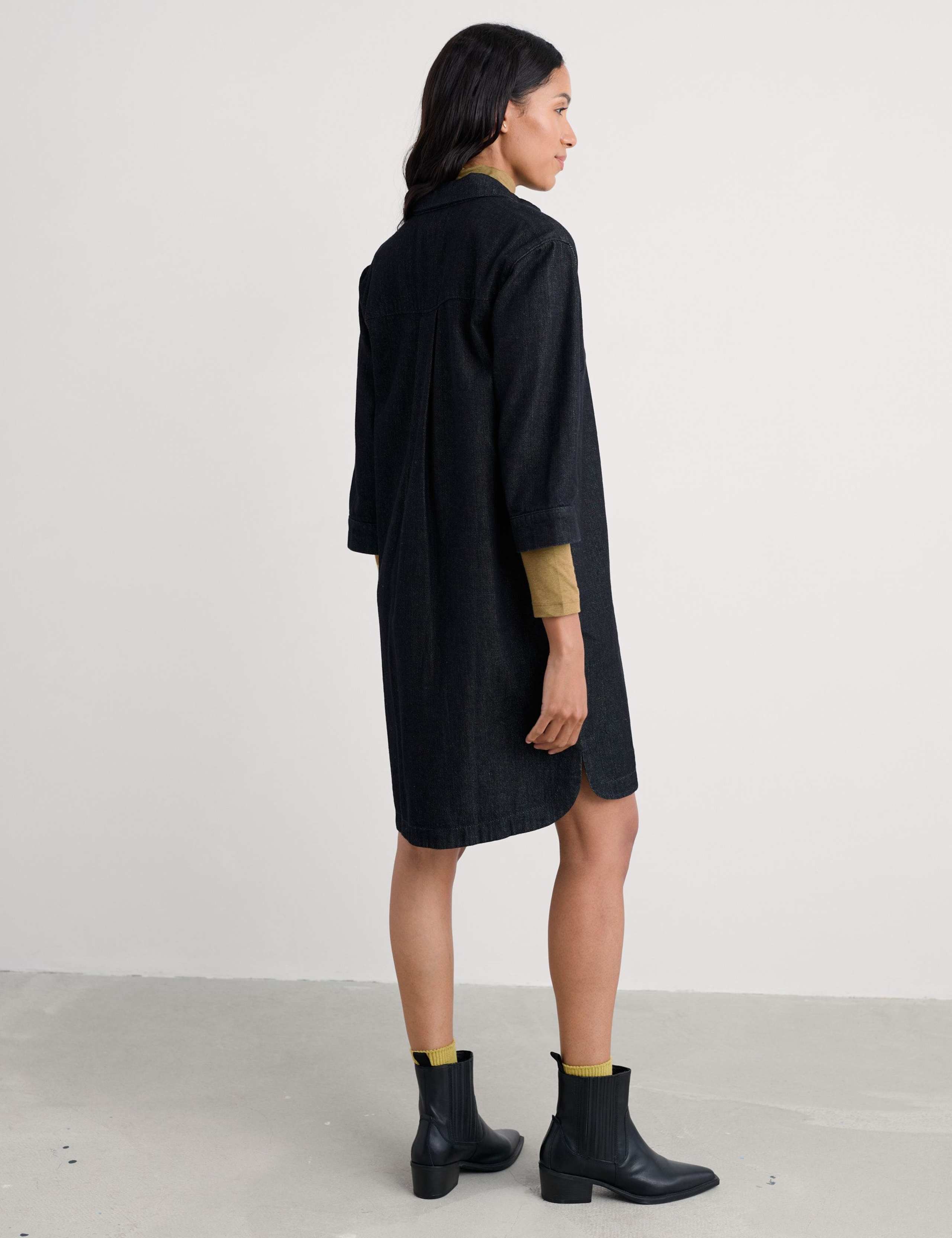 Cotton Rich Knee Length Shirt Dress with Linen 4 of 4