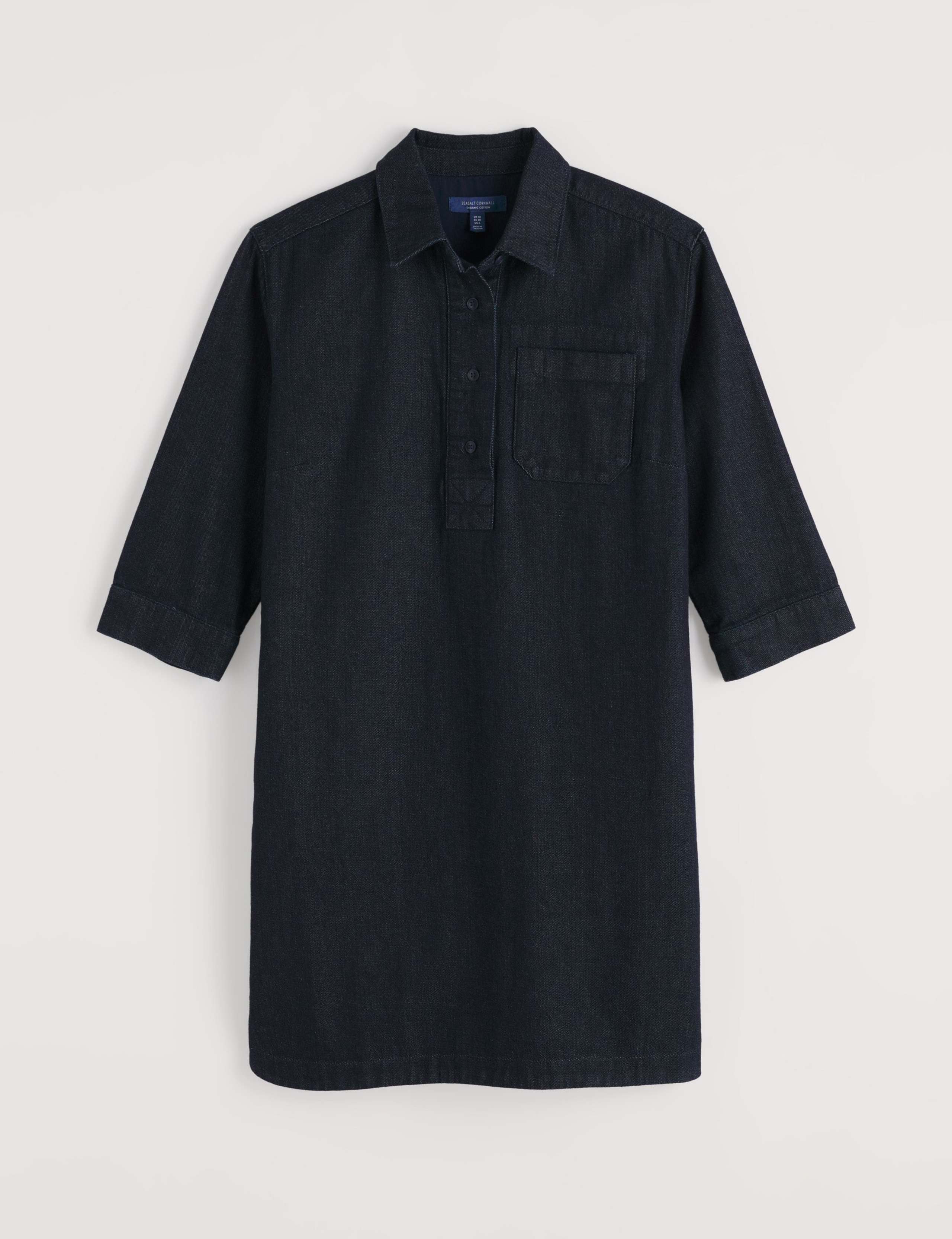 Cotton Rich Knee Length Shirt Dress with Linen 2 of 4