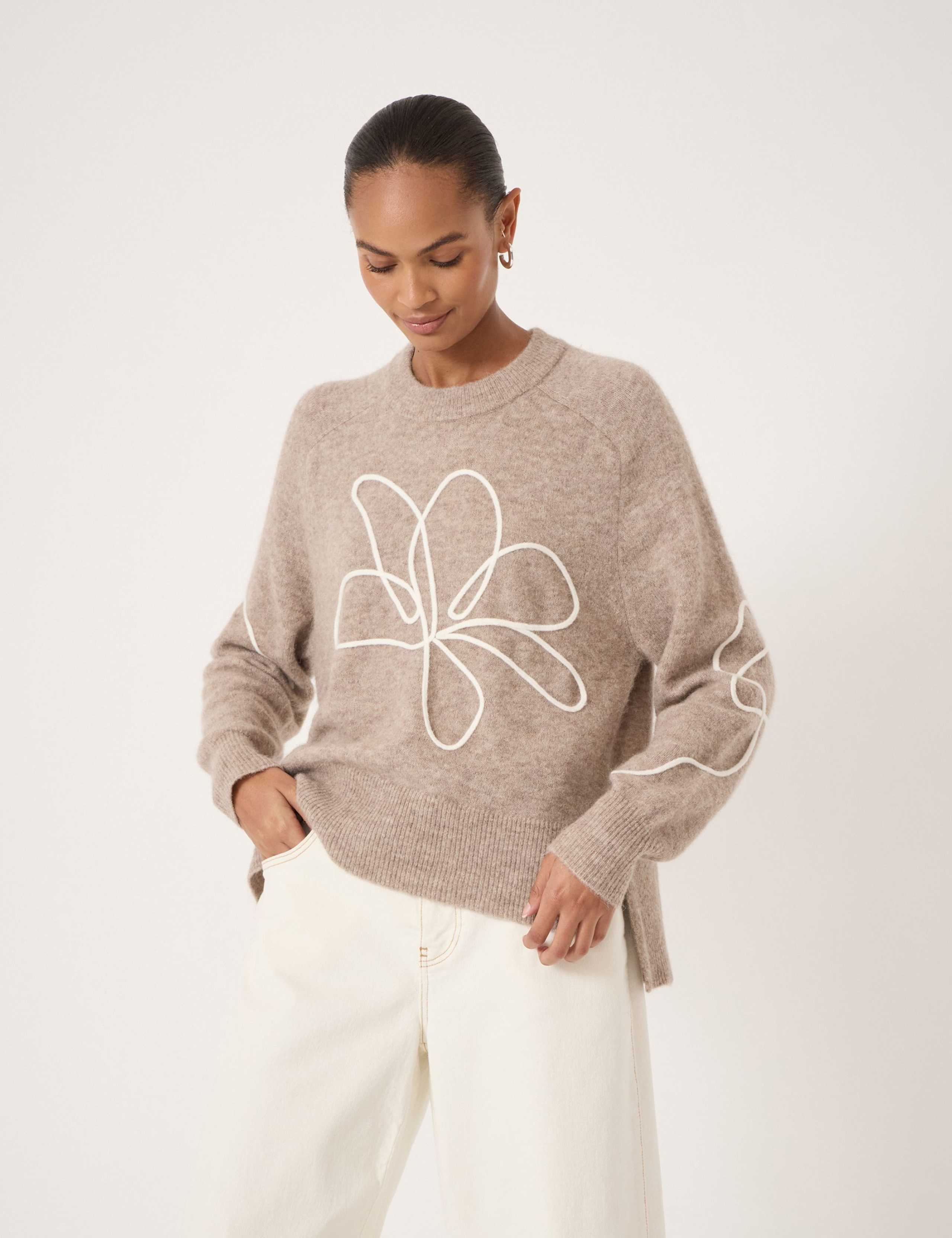Alpaca Blend Flower Crew Neck Jumper 1 of 5