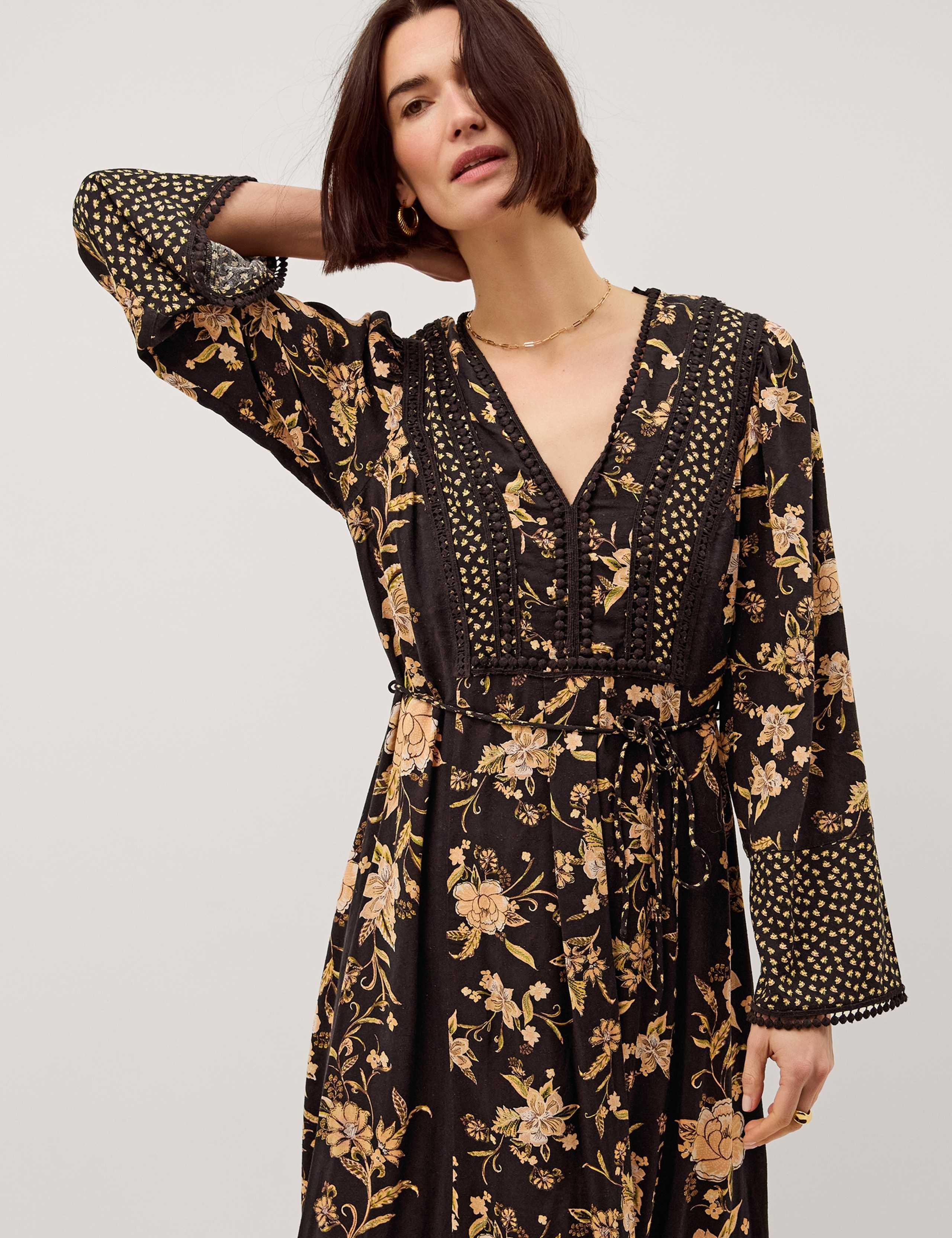 Floral V-Neck Midi Dress 3 of 5