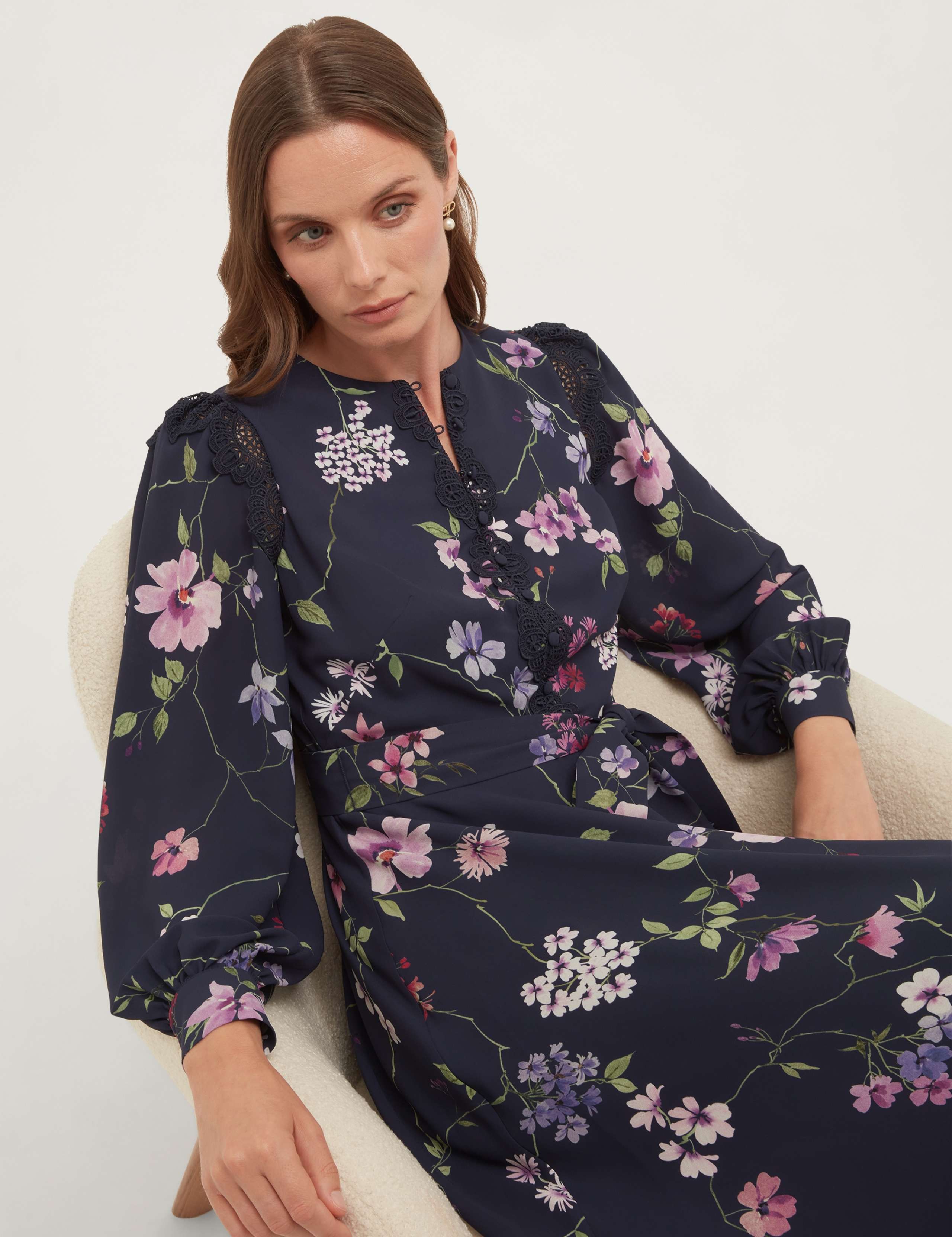 Floral Midi Waisted Dress 6 of 6