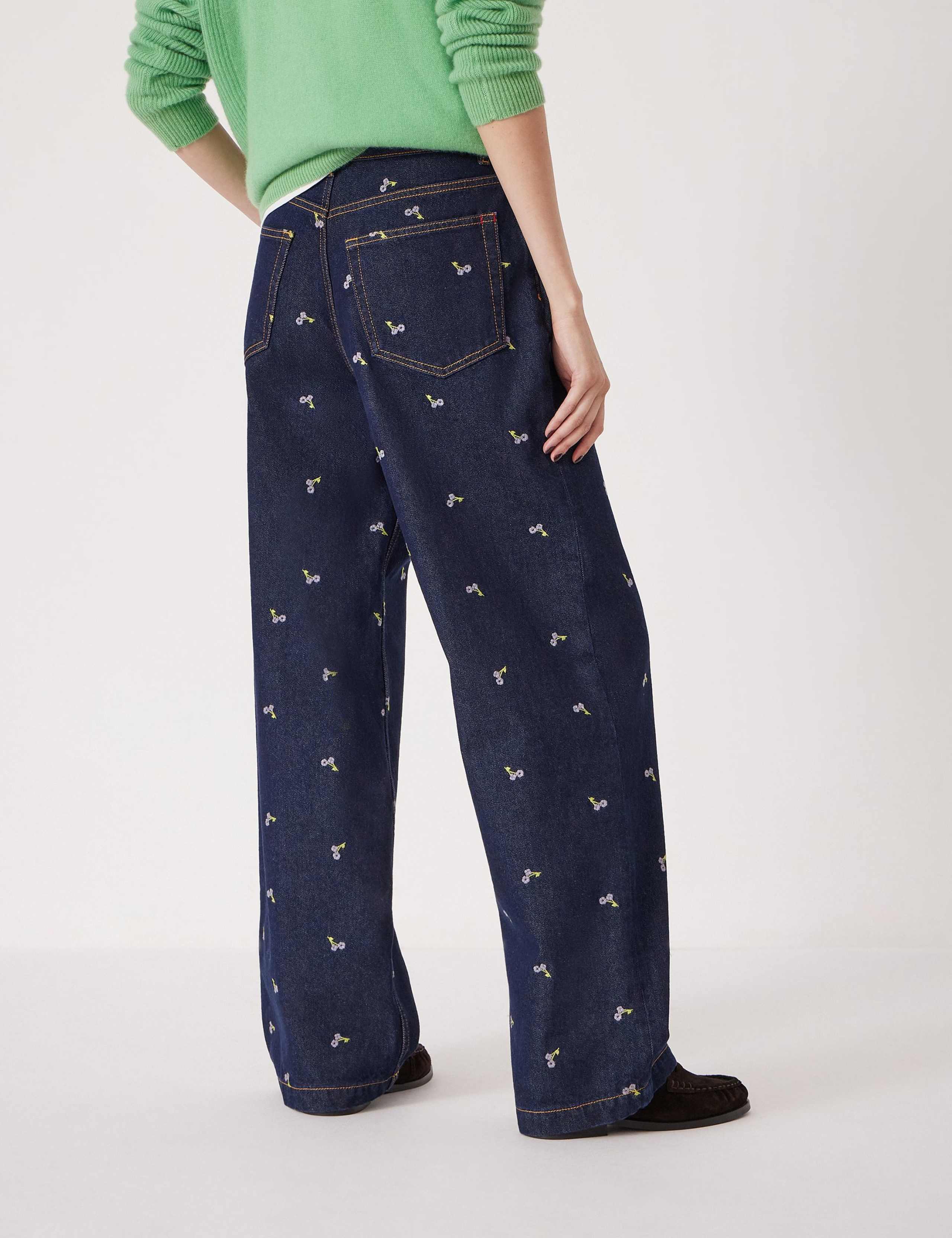 Floral Embroidered Wide Leg Jeans 3 of 4