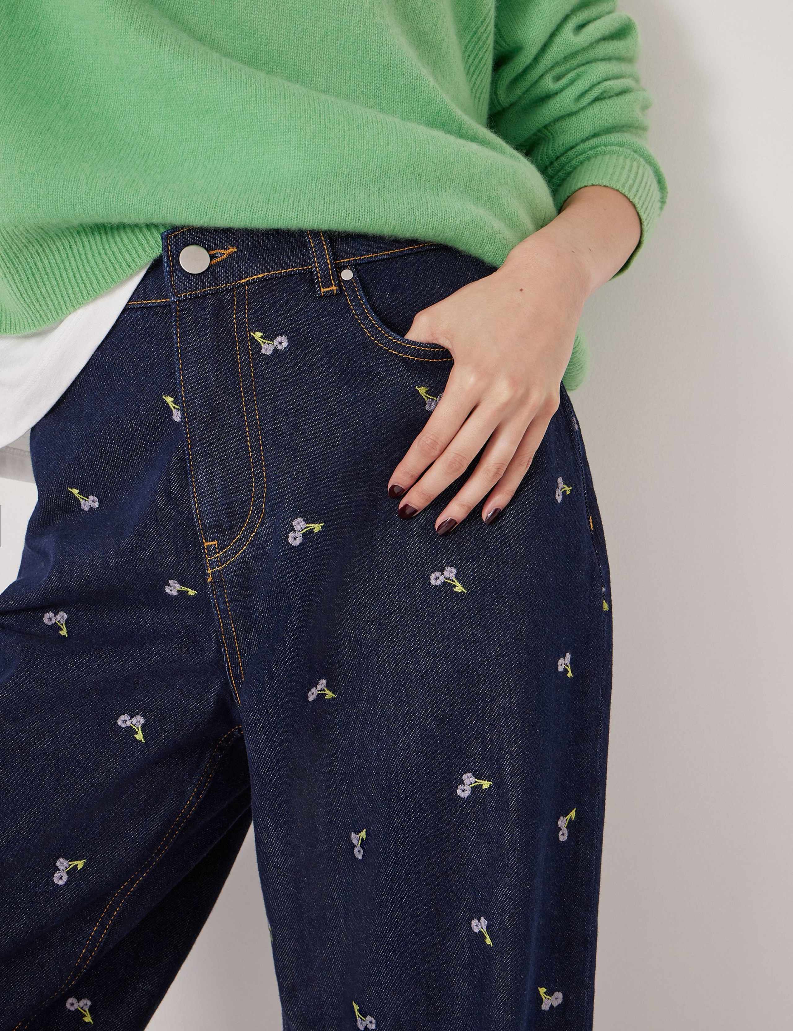 Floral Embroidered Wide Leg Jeans 4 of 4