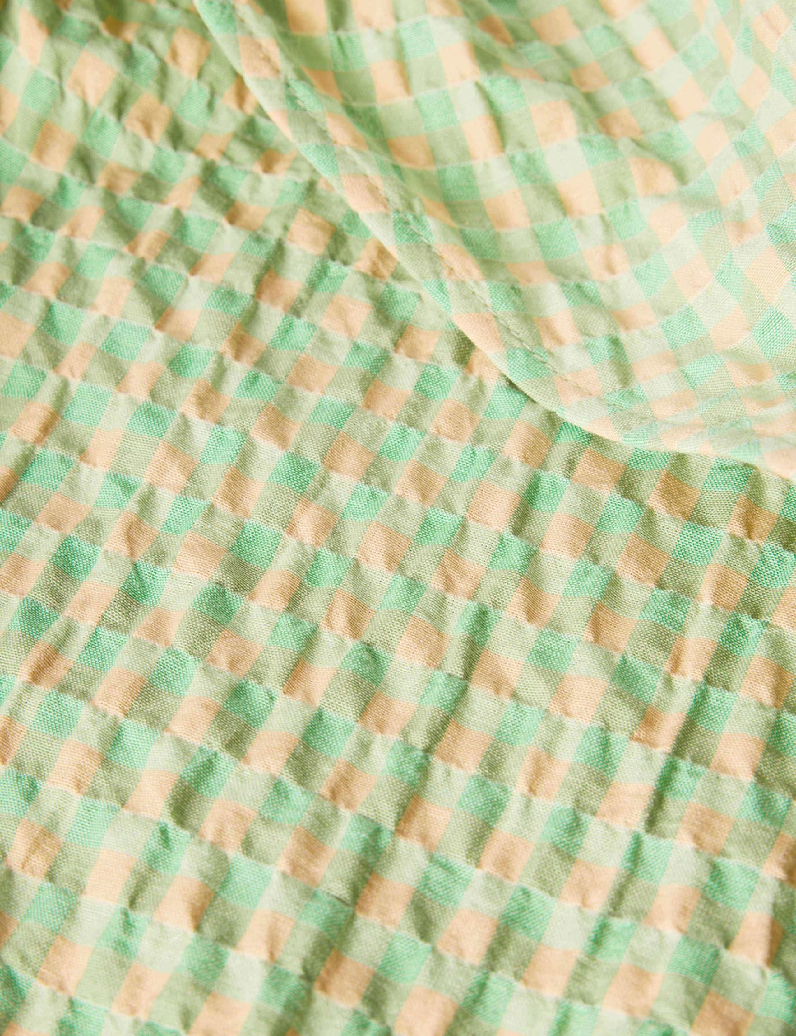 Cotton Rich Textured Checked V-Neck Midi Dress 7 of 7