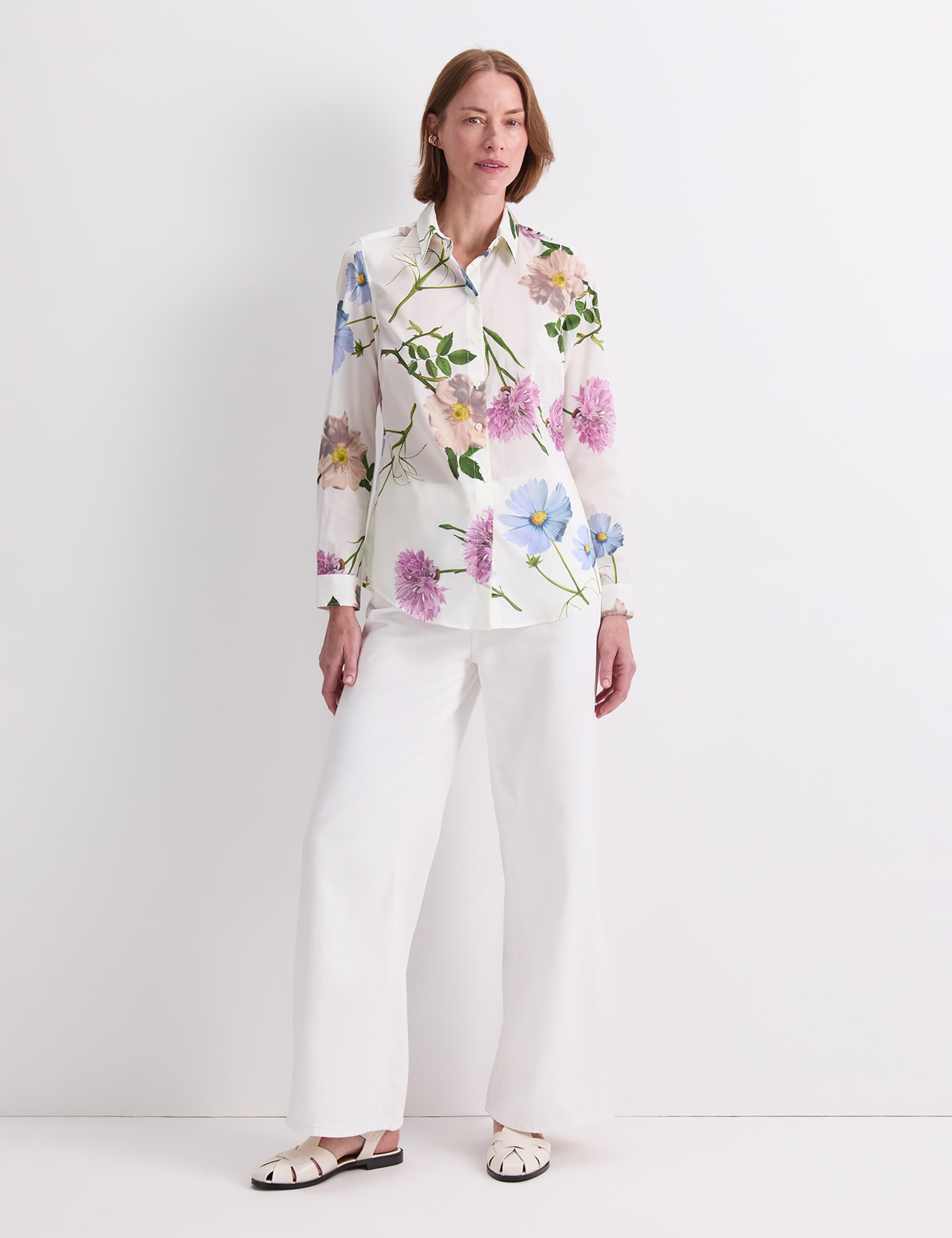 Pure Cotton Floral Collared Shirt 2 of 6