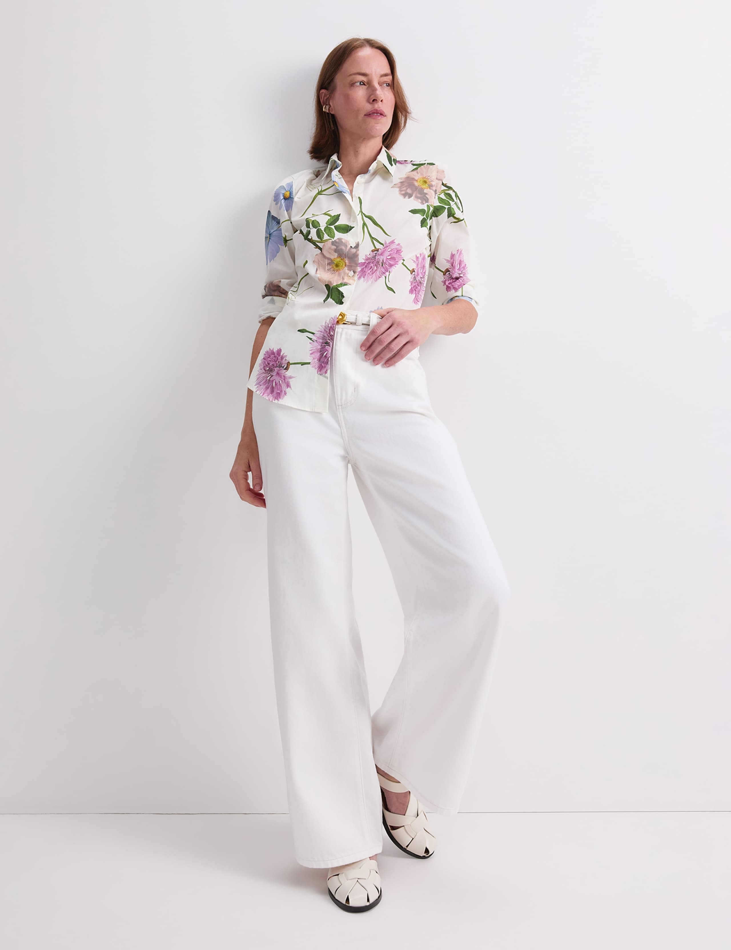 Pure Cotton Floral Collared Shirt 3 of 6