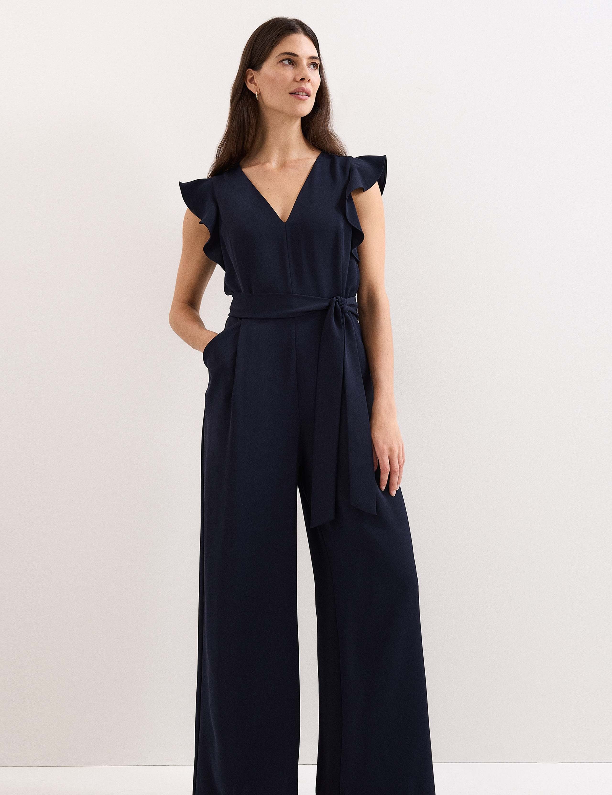 Belted Sleeveless Wide Leg Jumpsuit 4 of 6