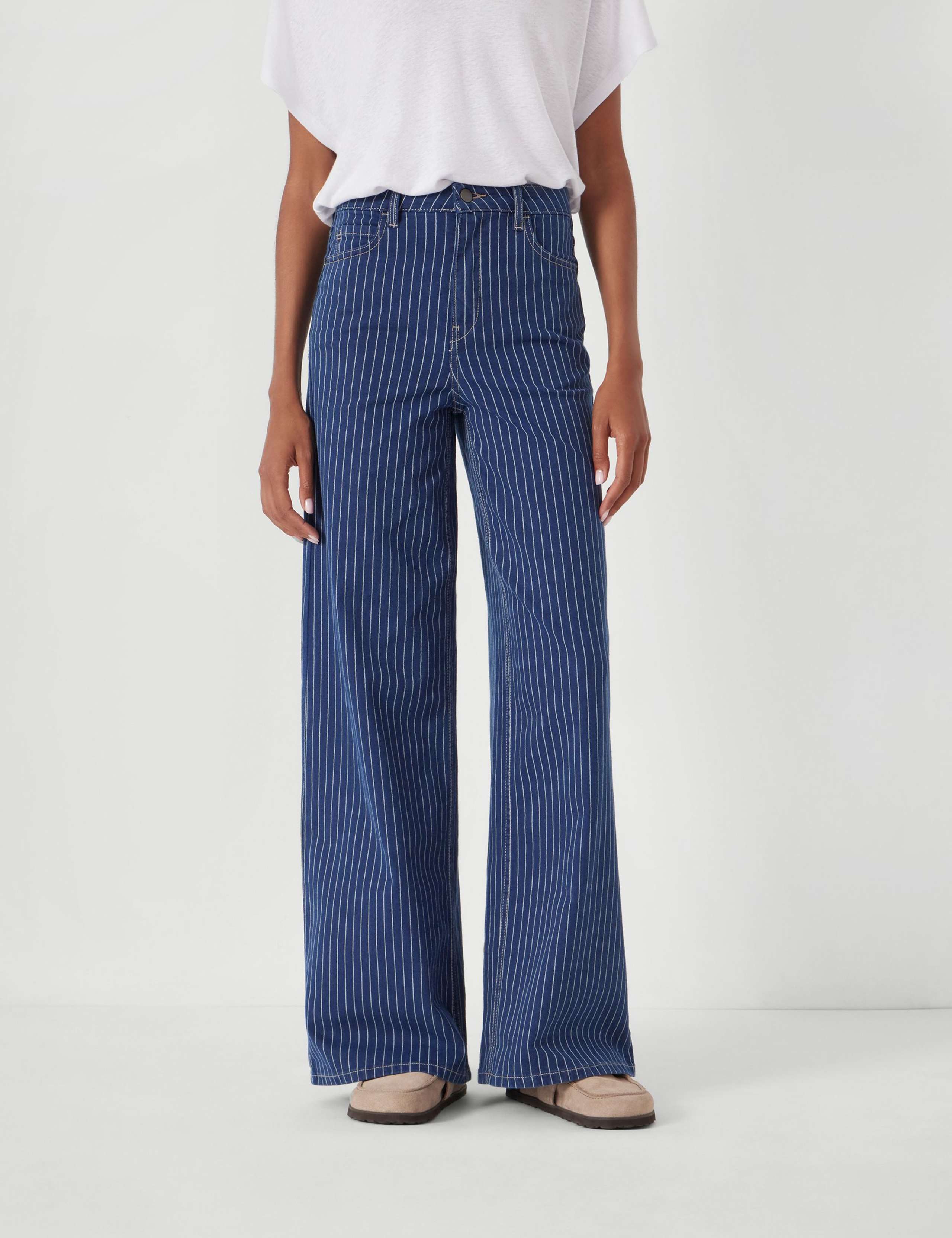 Striped Mid Rise Wide Leg Jeans 3 of 6