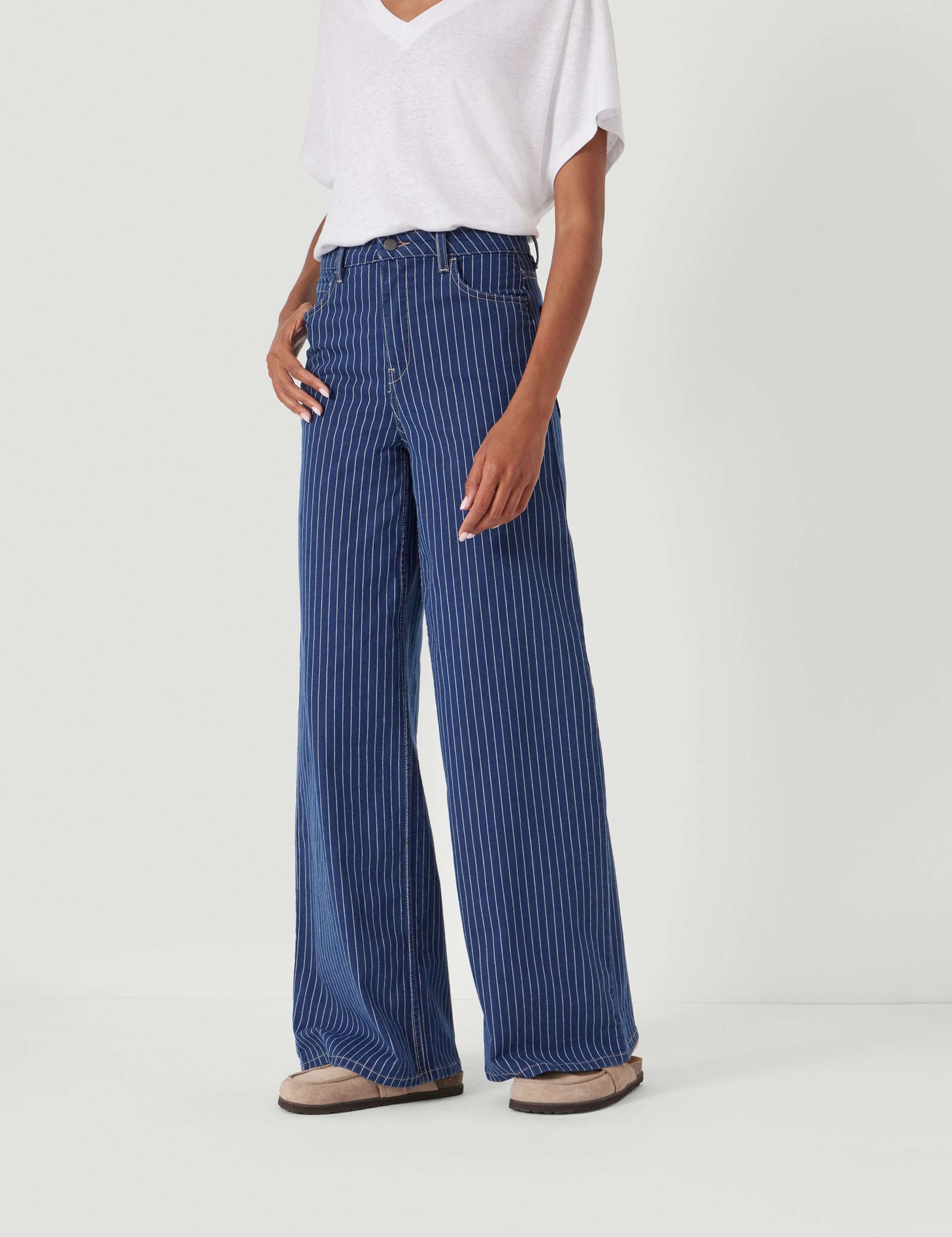 Striped Mid Rise Wide Leg Jeans 4 of 6