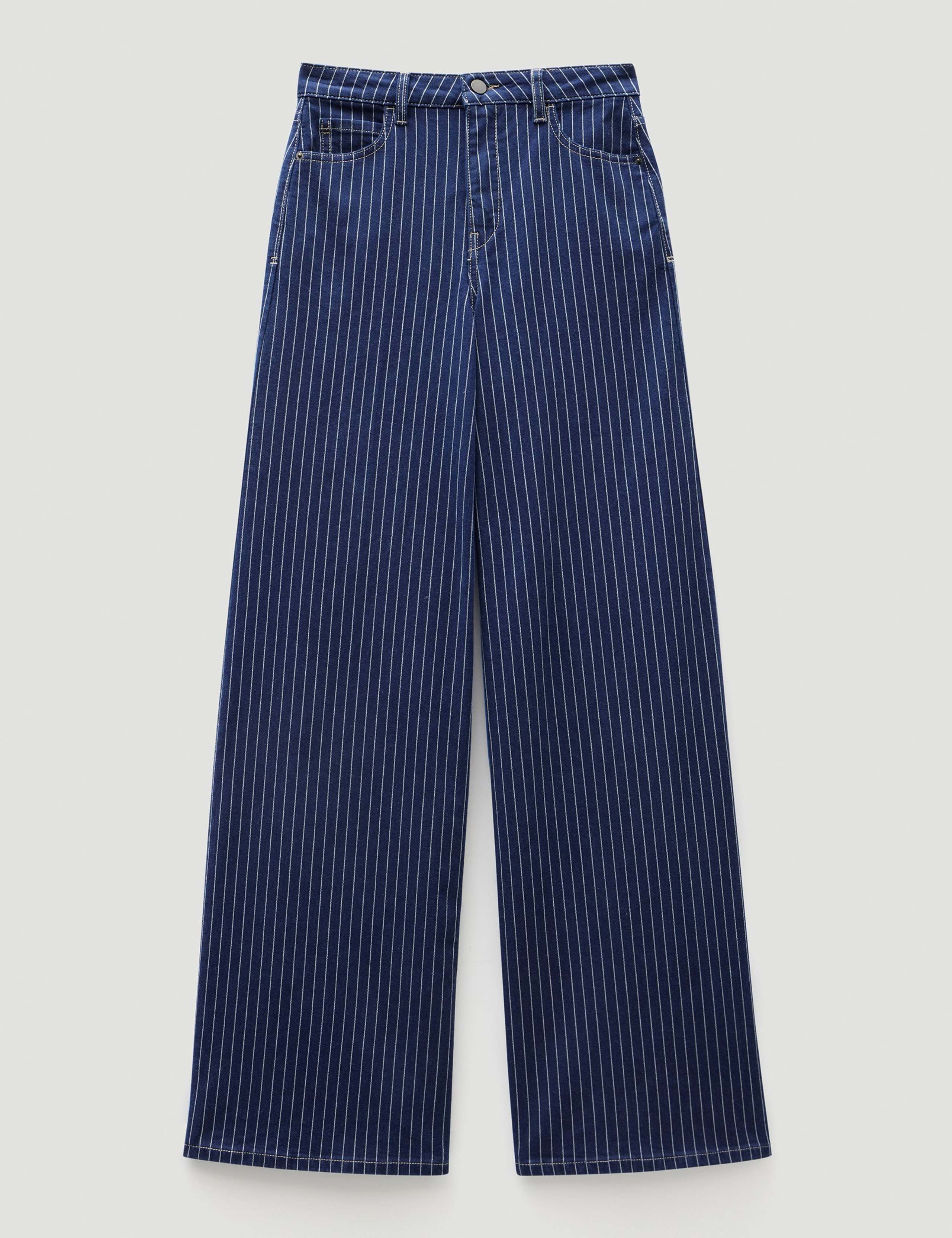 Striped Mid Rise Wide Leg Jeans 2 of 6