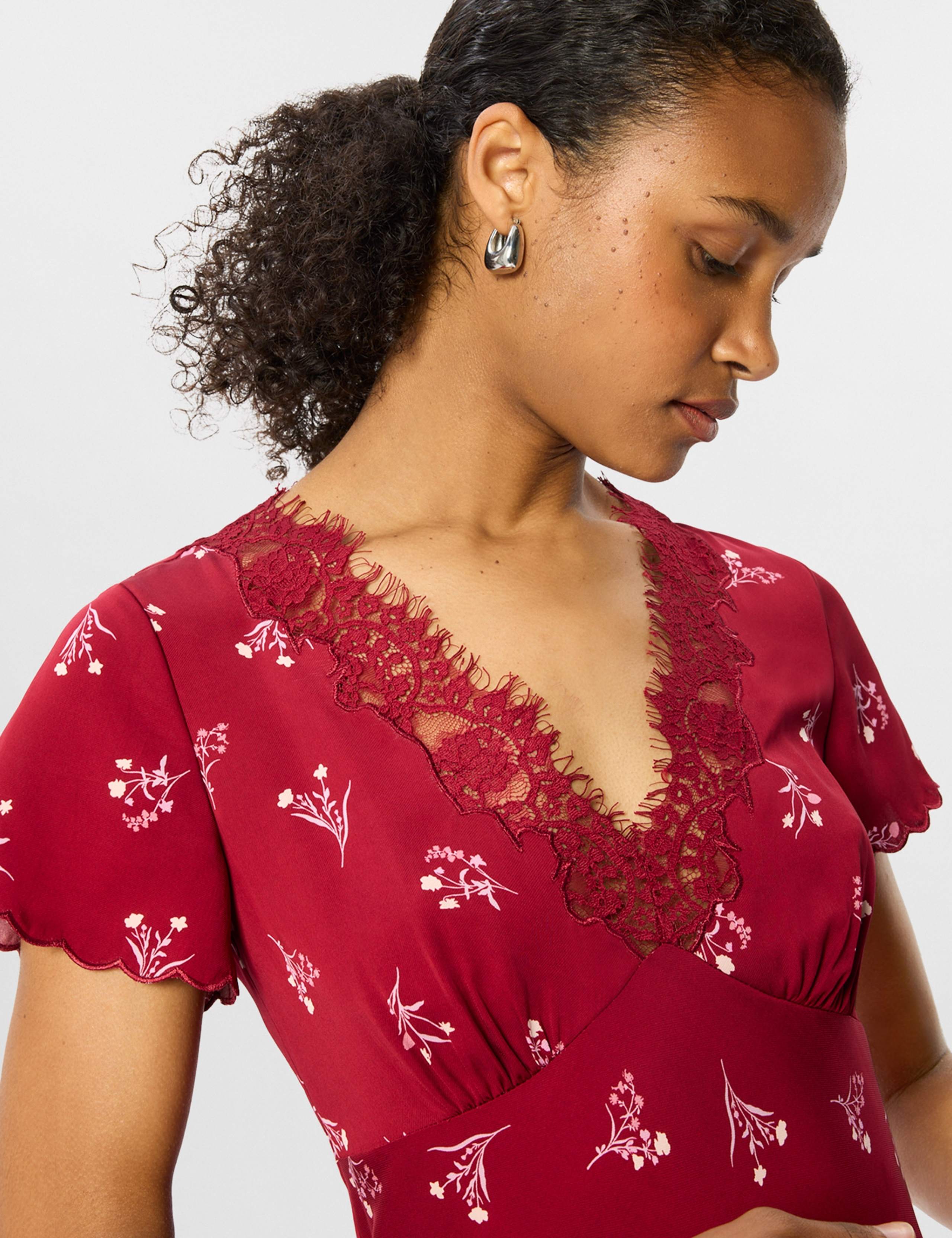 Floral V-Neck Midi Tea Dress 4 of 7