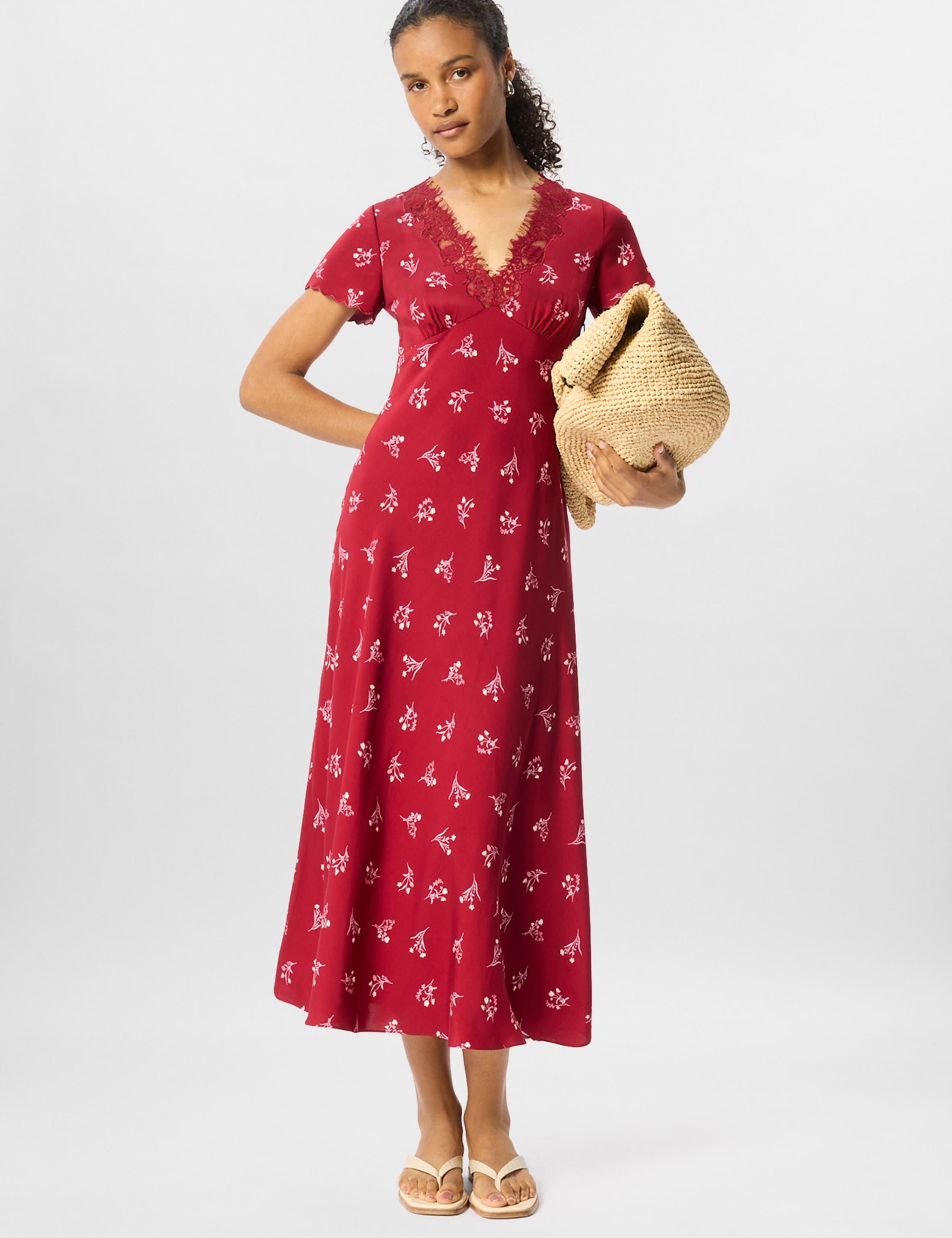 Floral V-Neck Midi Tea Dress 7 of 7