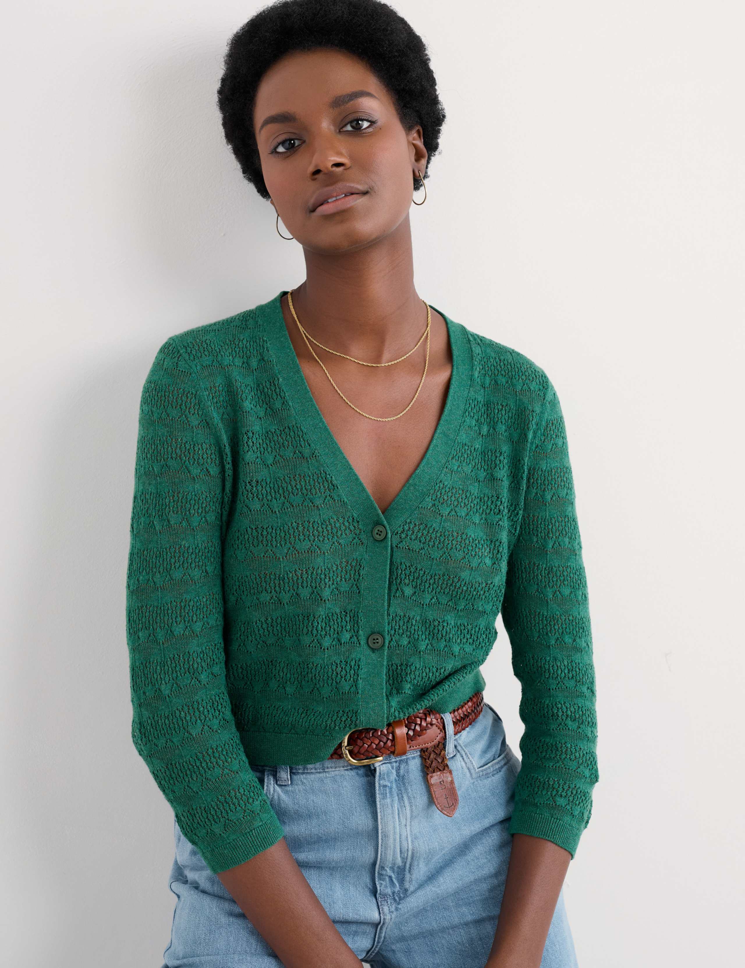 Pure Cotton Pointelle Cardigan 1 of 4