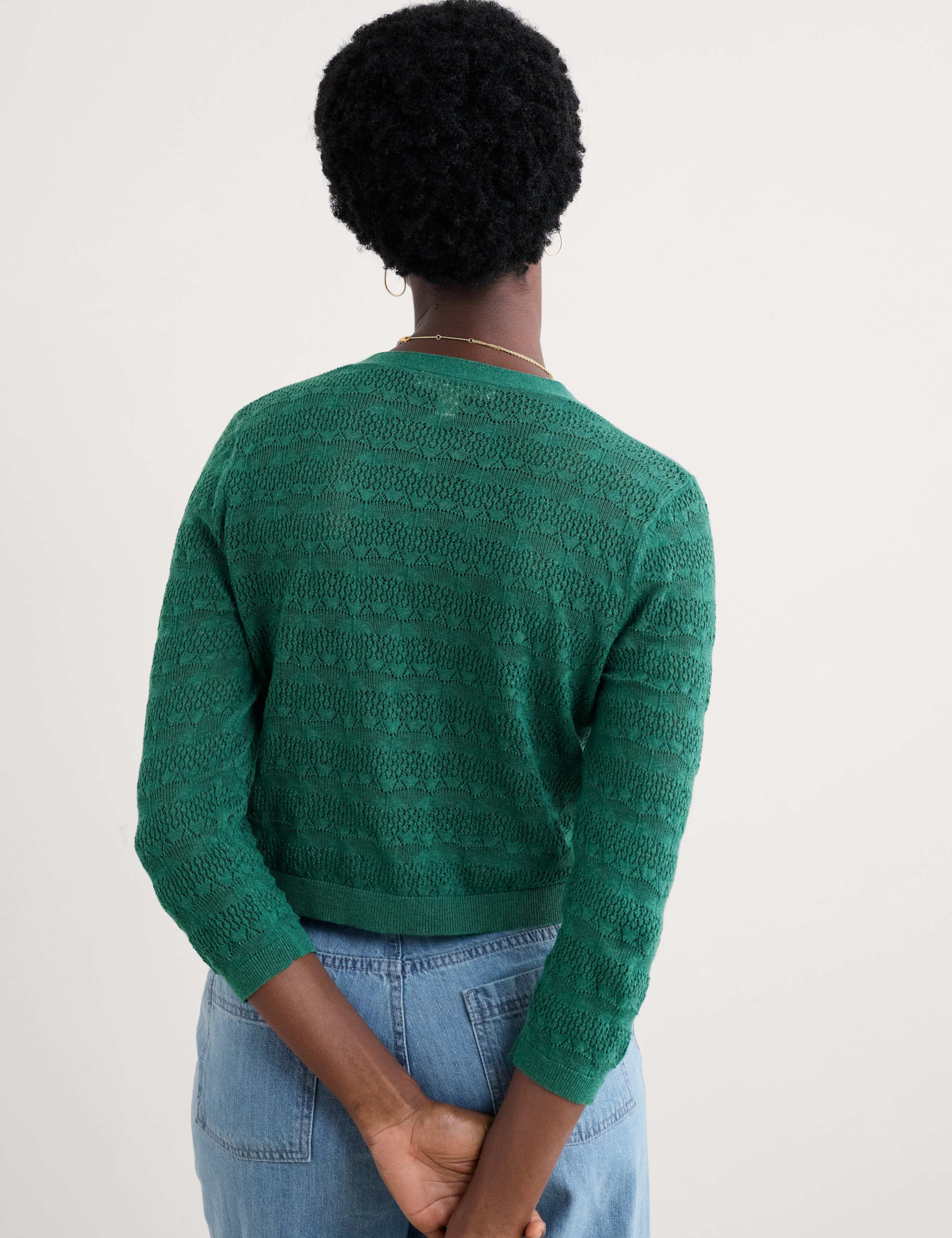 Pure Cotton Pointelle Cardigan 4 of 4