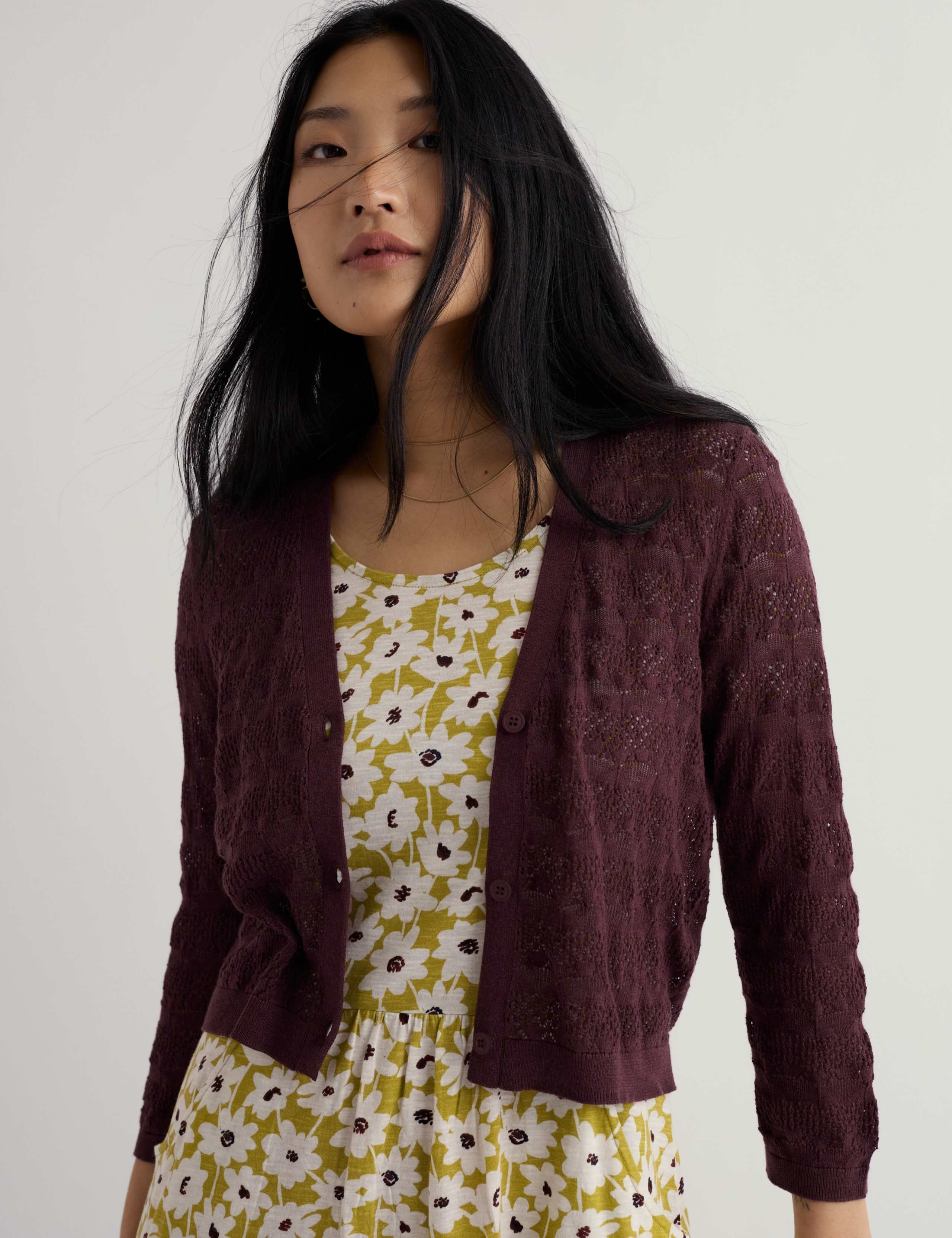 Pure Cotton Pointelle Cardigan 3 of 5