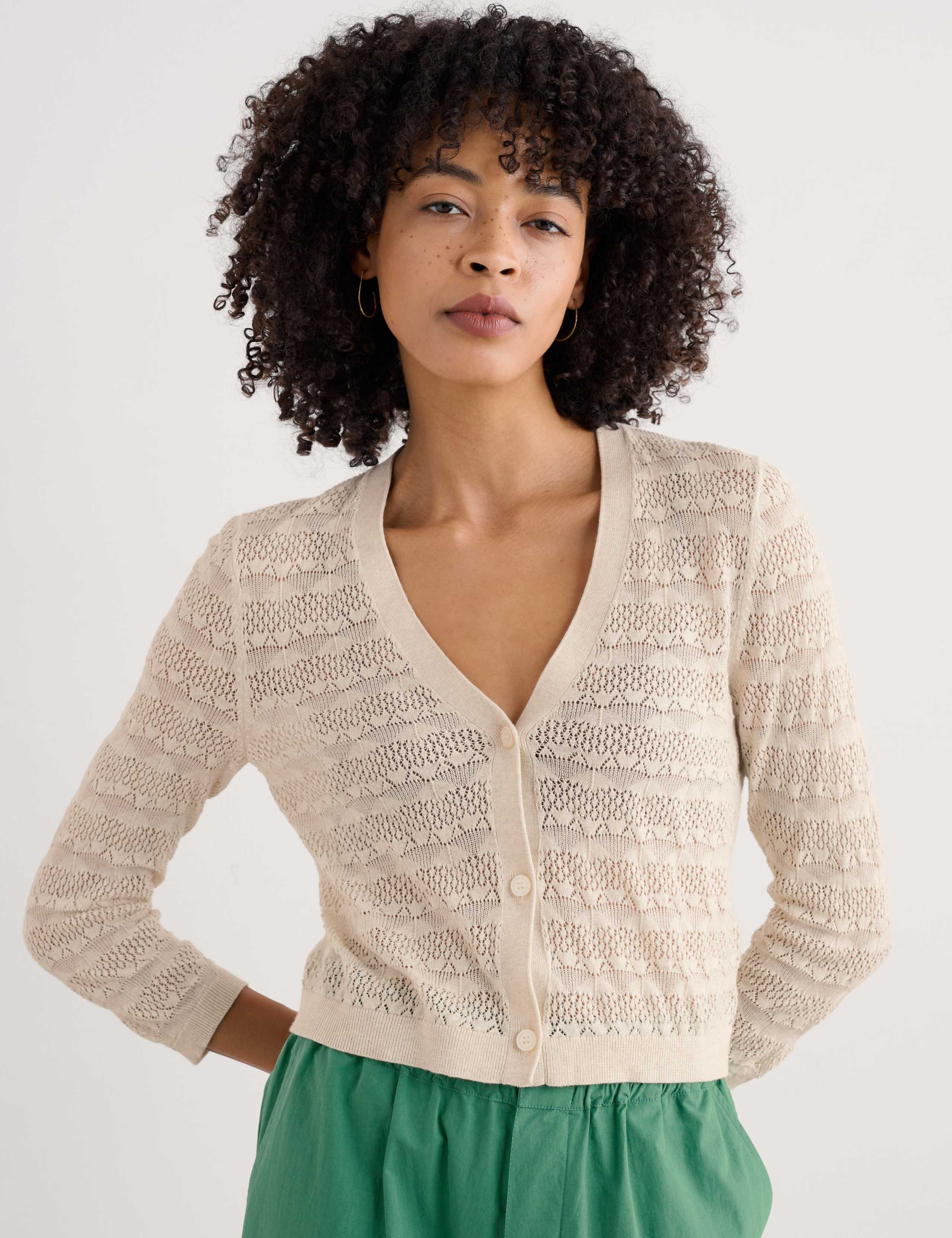 Pure Cotton Pointelle Cardigan 1 of 4