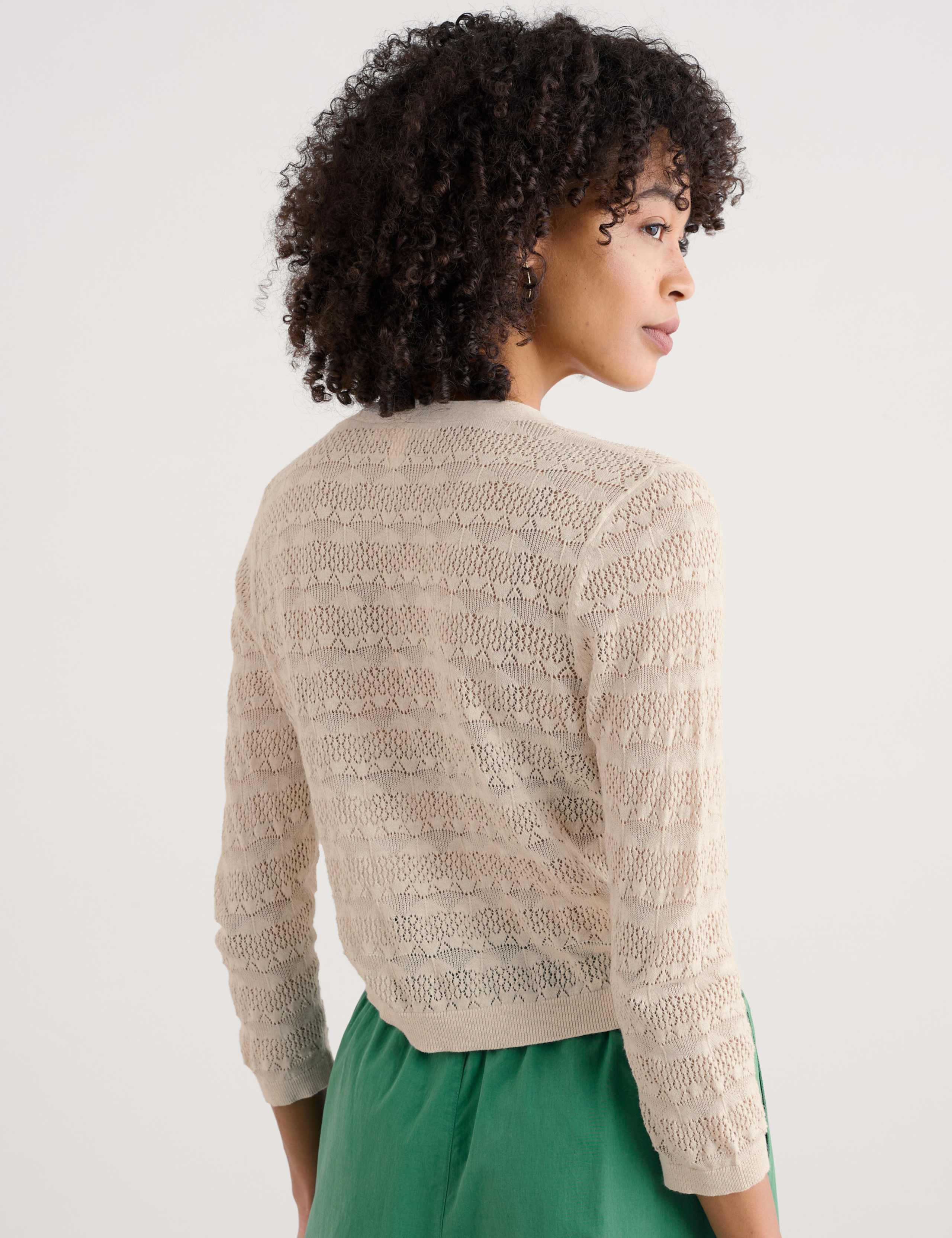 Pure Cotton Pointelle Cardigan 4 of 4