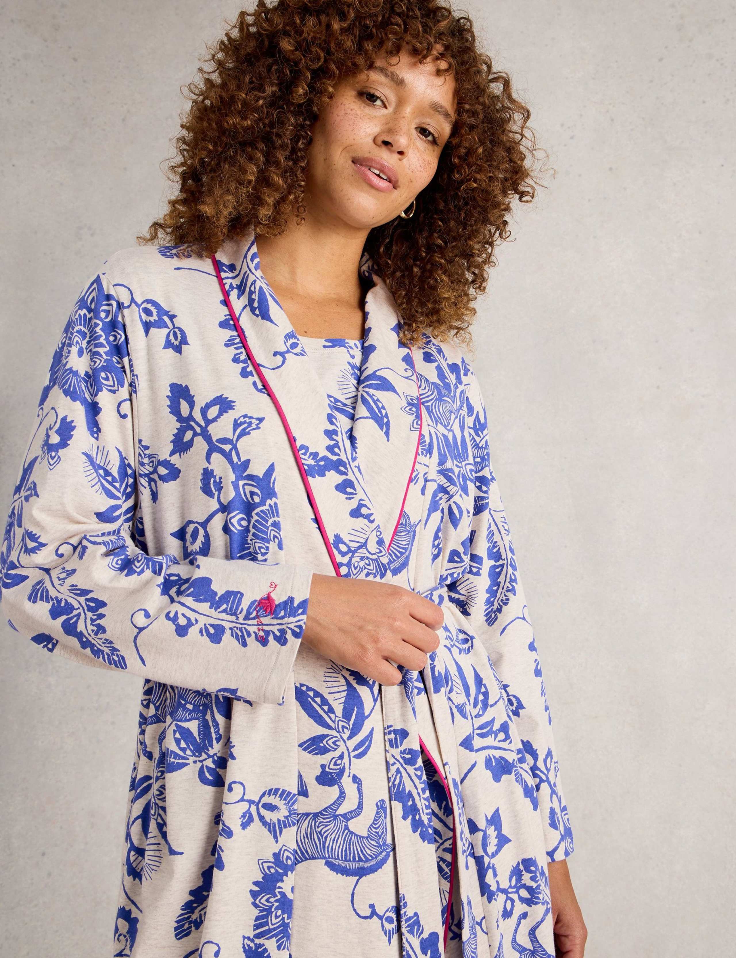 Cotton Rich Jersey Floral Dressing Gown 3 of 7
