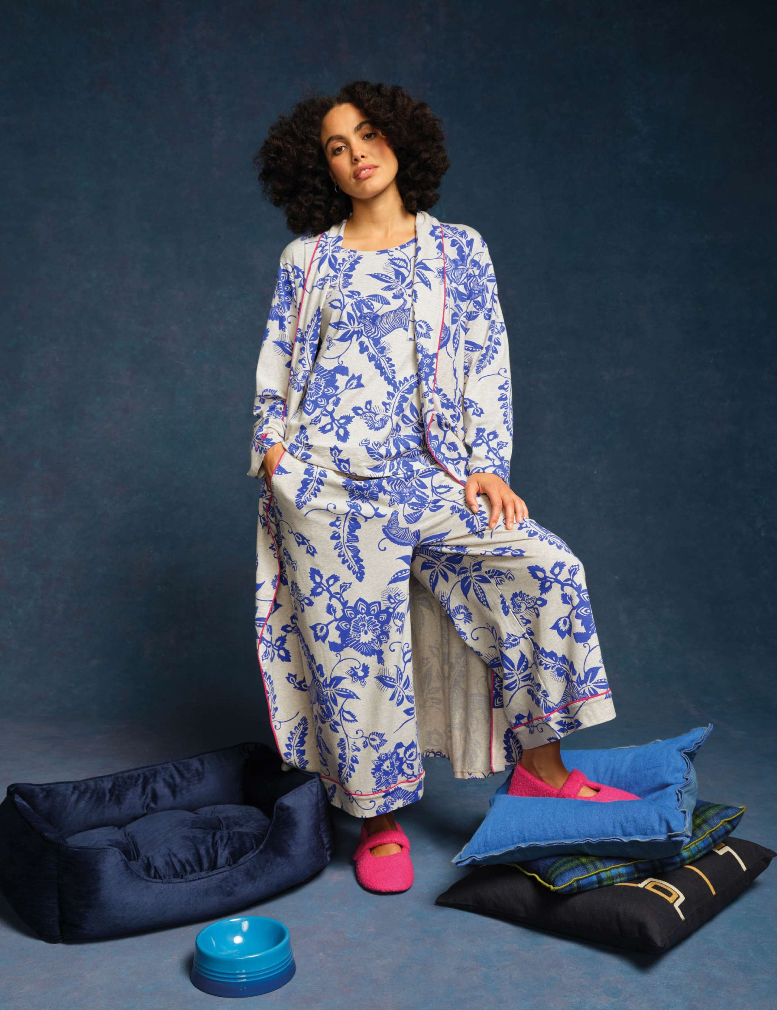 Cotton Rich Jersey Floral Dressing Gown 7 of 7