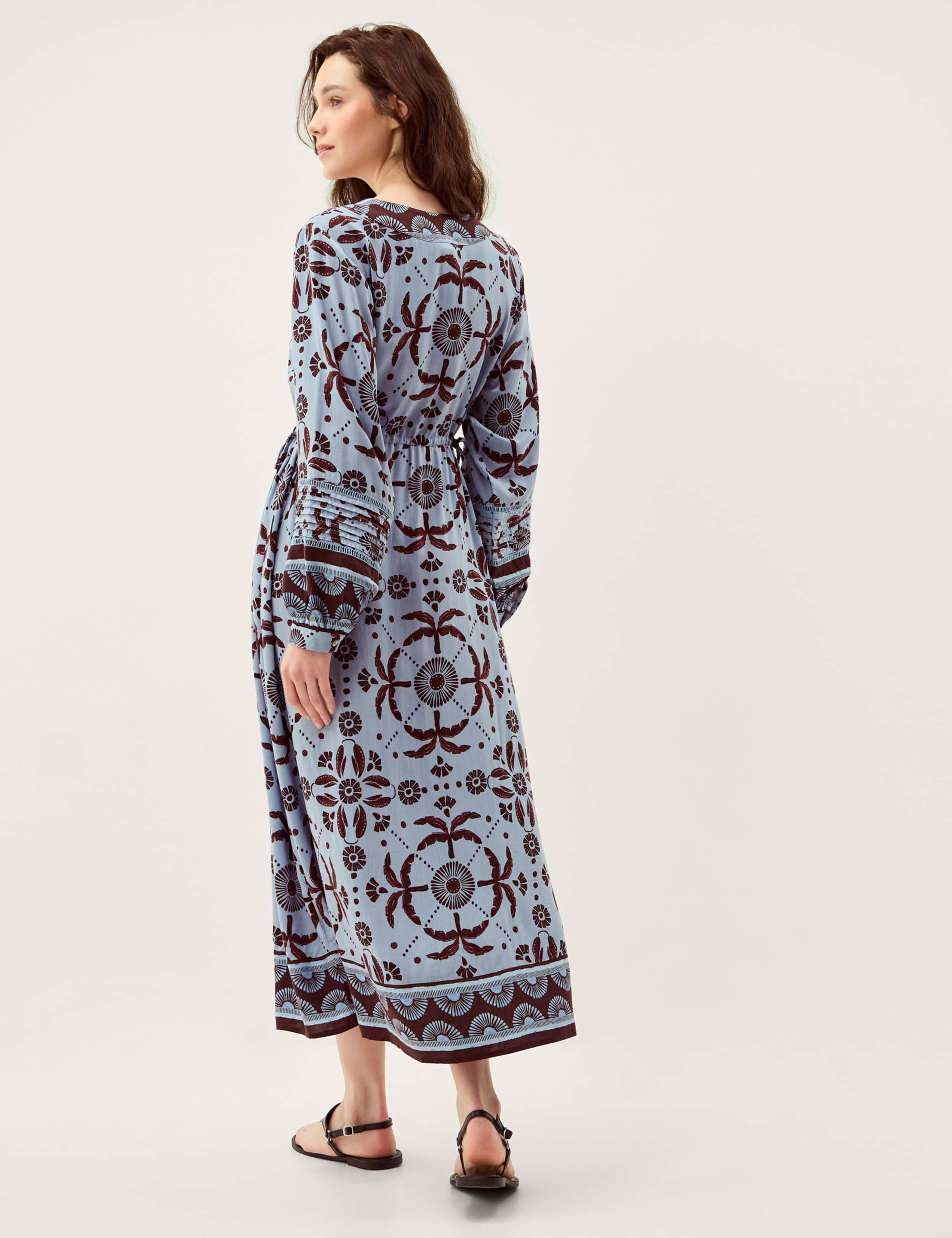 Printed V-Neck Maxi Waisted Dress 3 of 5