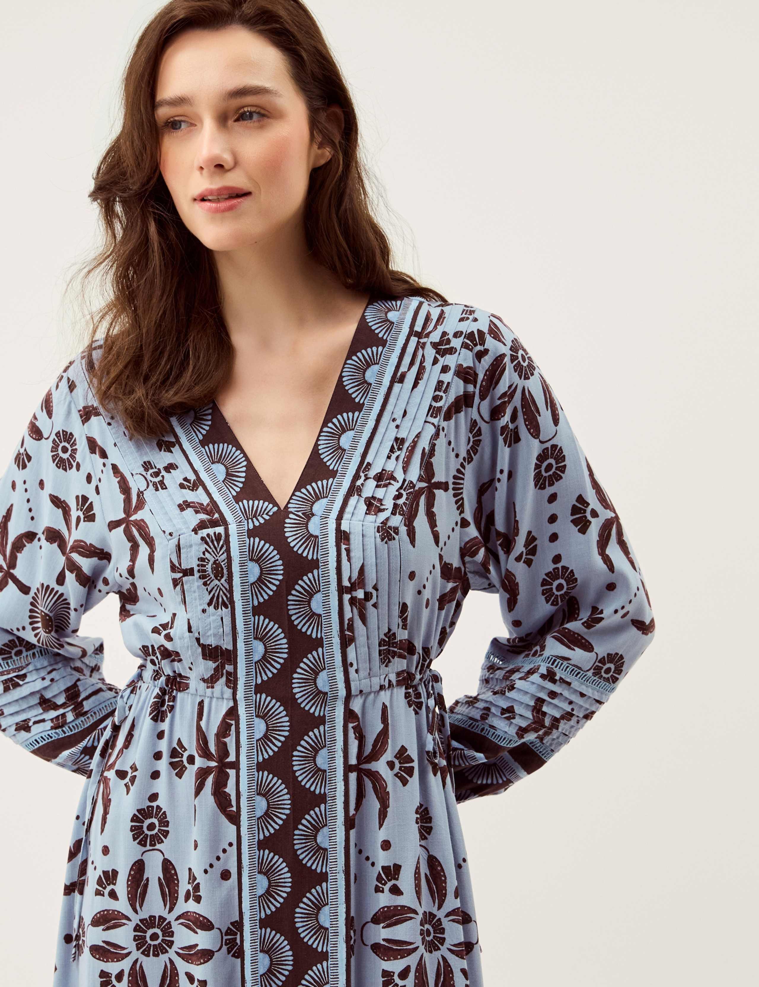 Printed V-Neck Maxi Waisted Dress 4 of 5
