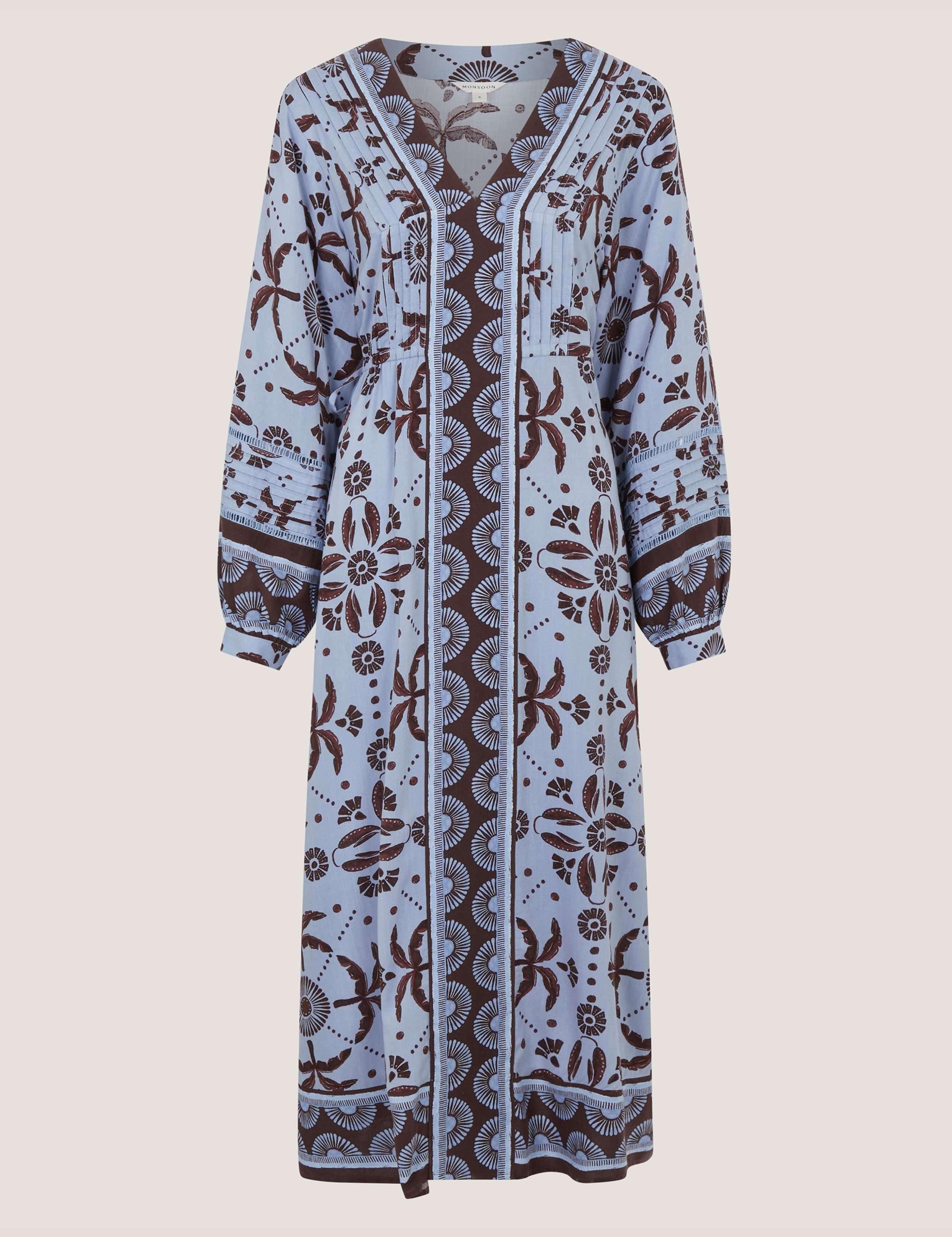 Printed V-Neck Maxi Waisted Dress 2 of 5