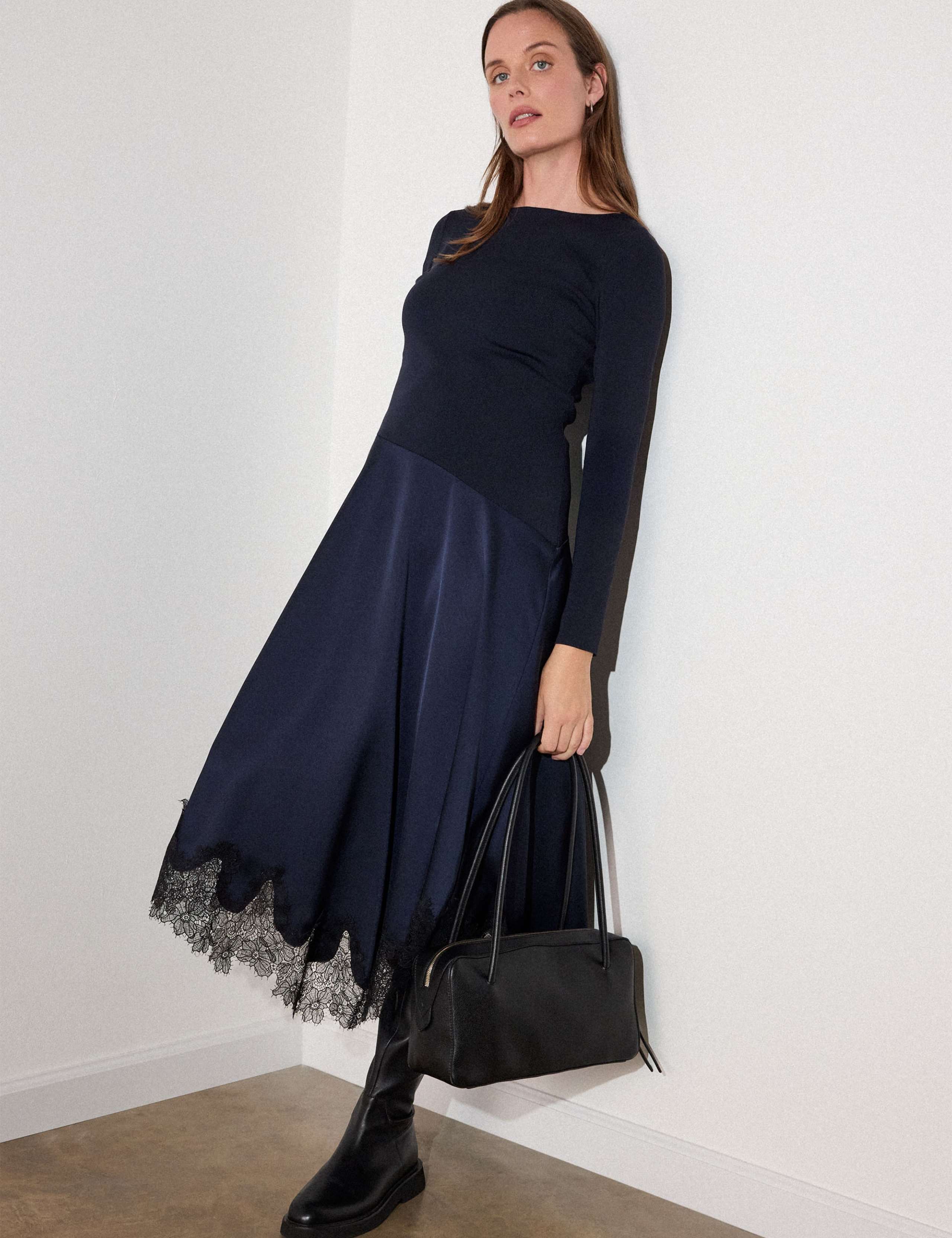 Satin Lace Midi Dress 3 of 6