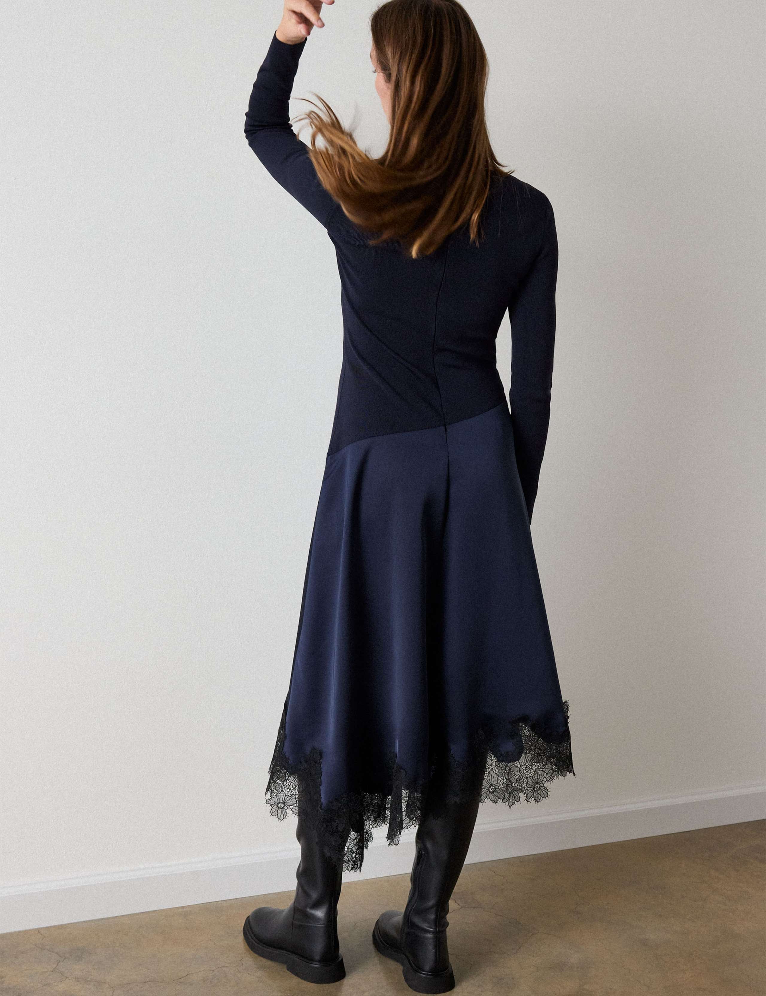Satin Lace Midi Dress 4 of 6