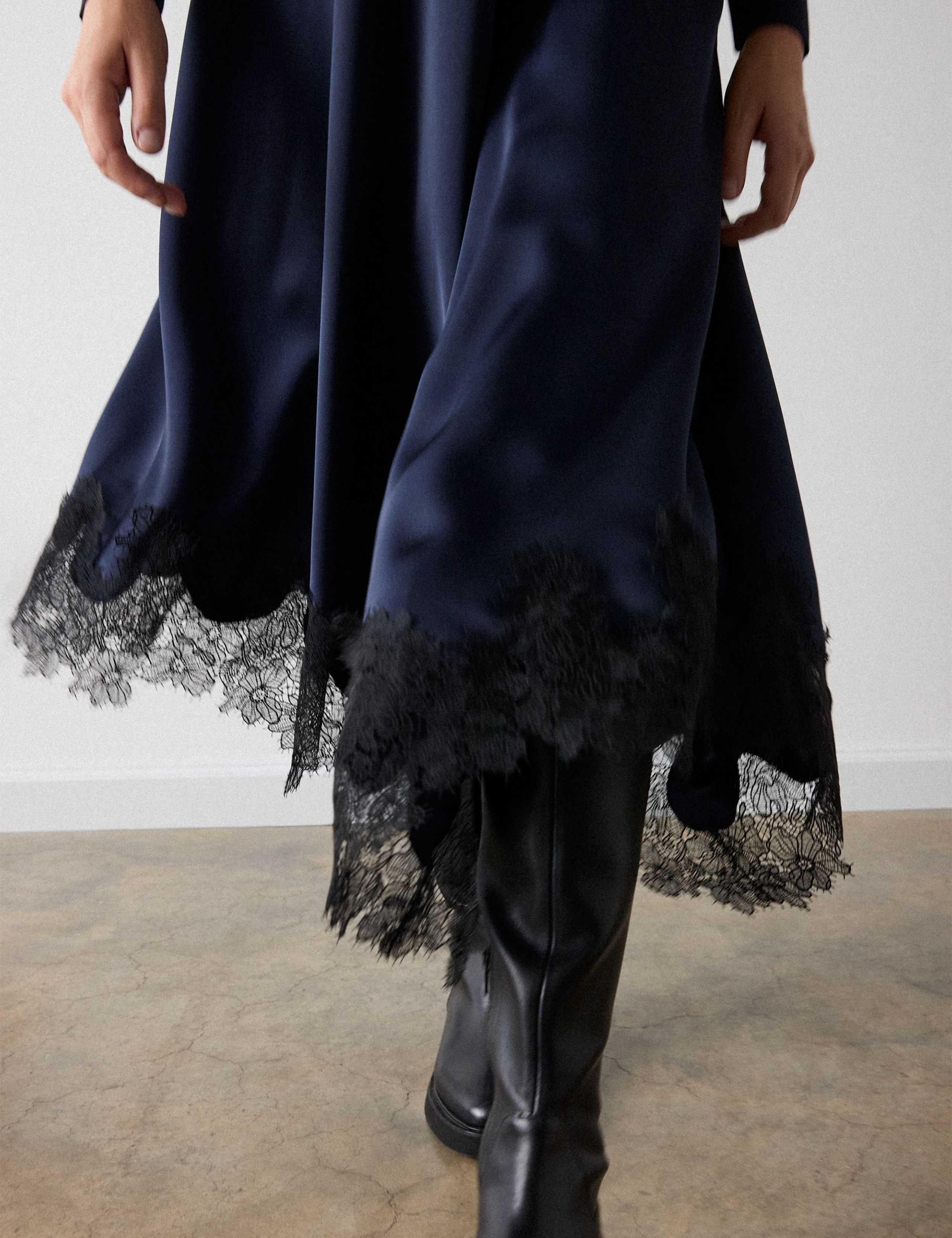 Satin Lace Midi Dress 5 of 6