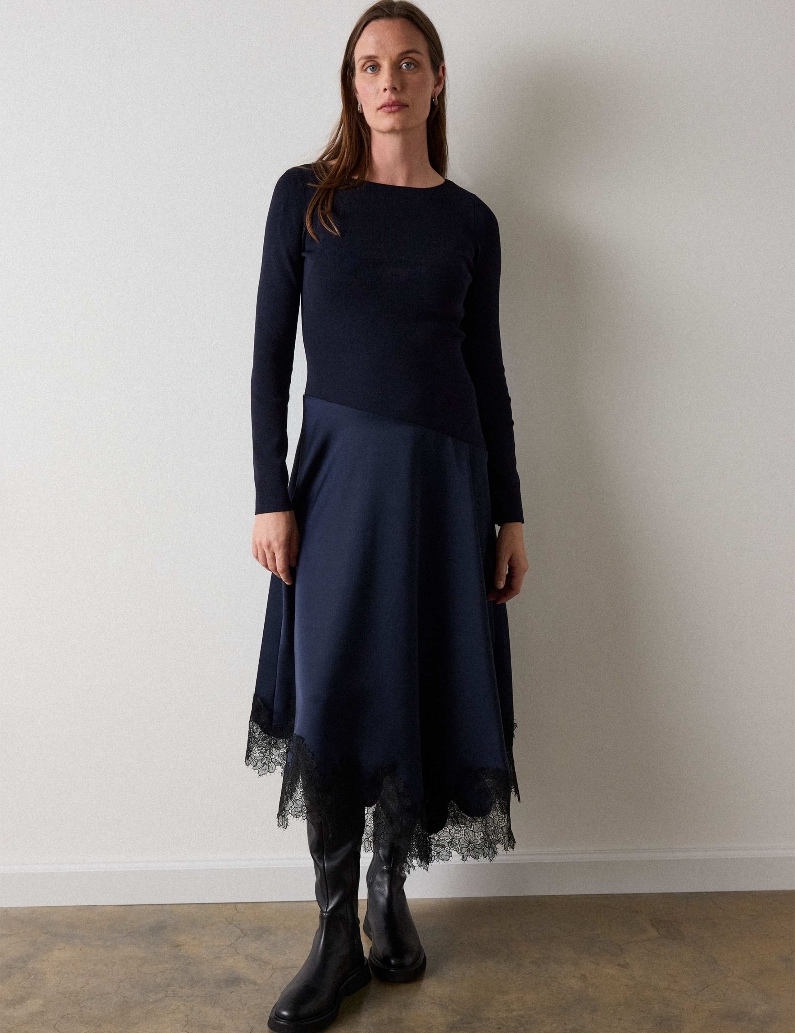 Satin Lace Midi Dress 6 of 6
