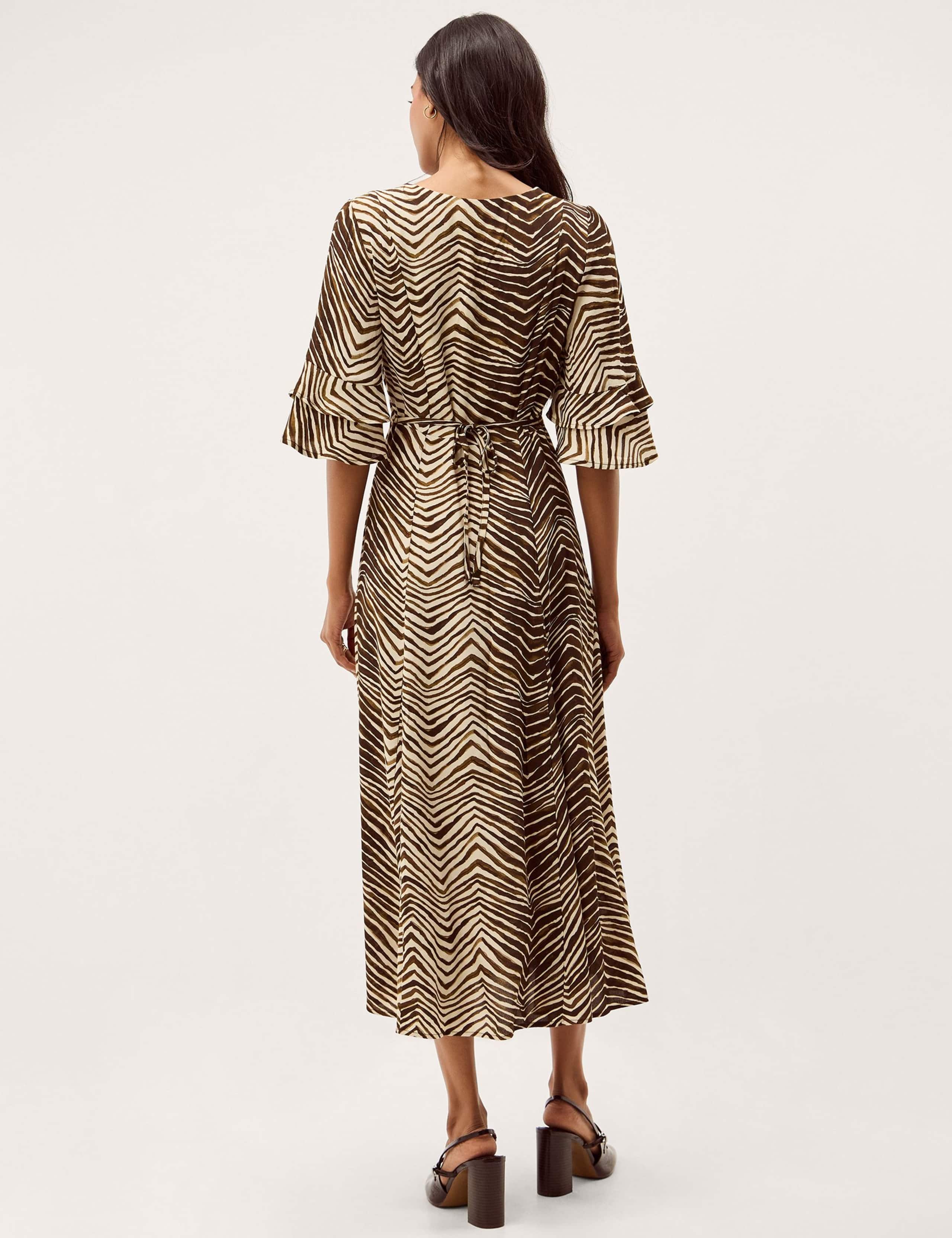 Animal Print V-Neck Midi Tea Dress 3 of 5